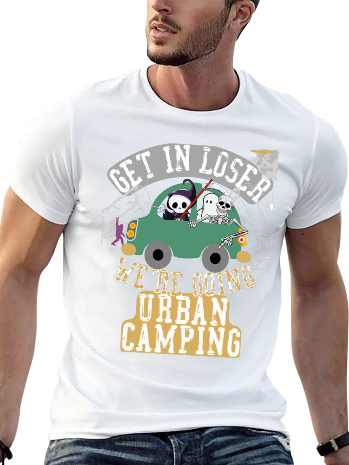 Black Get In Loser Urban Camping T-Shirt view 13