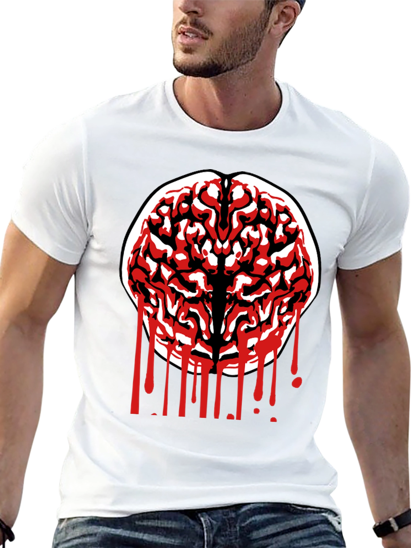 Black Brain Graphic Tee - Black Cotton Blend view 13