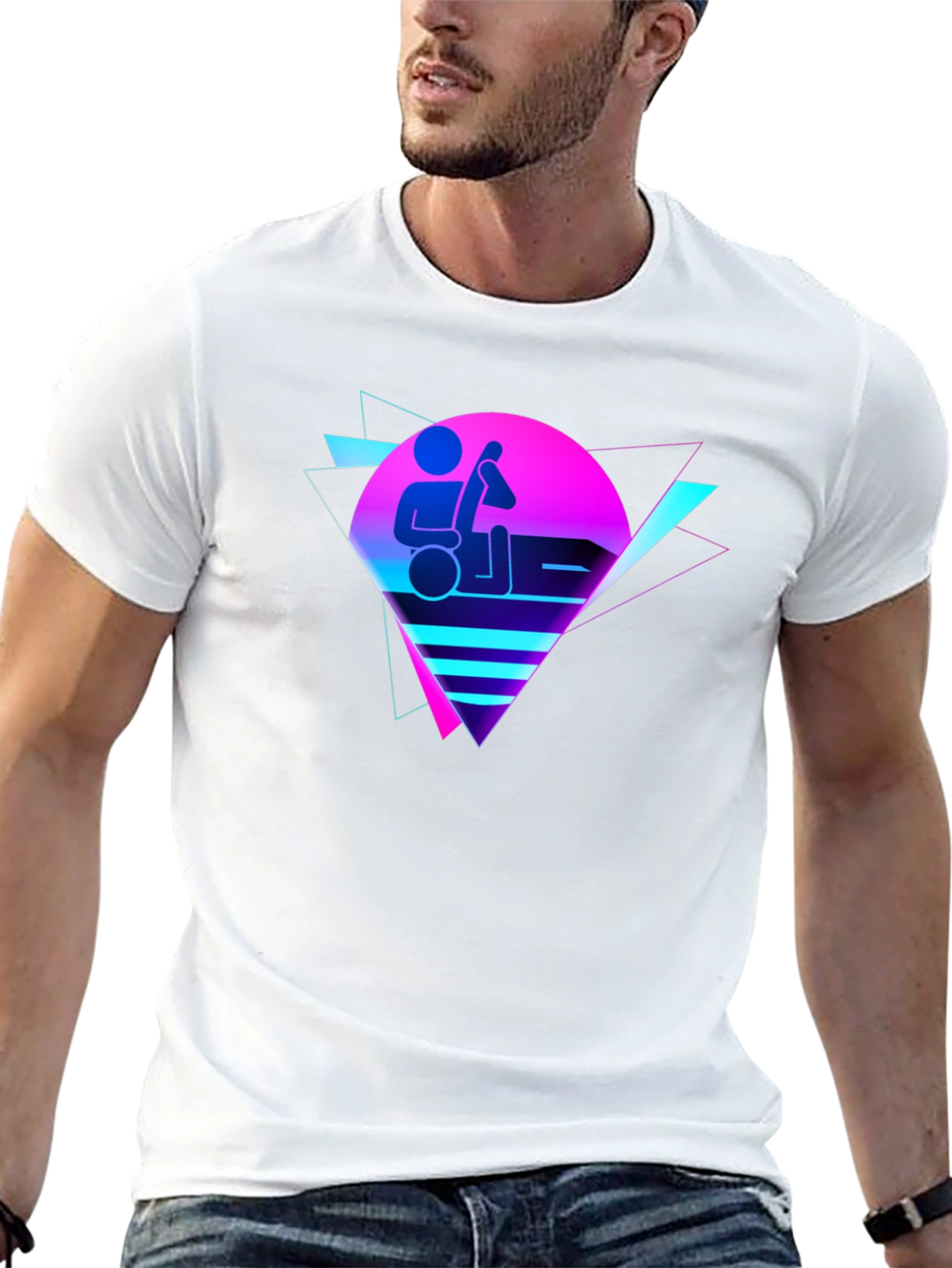 Black Retro Synthwave T-Shirt view 13