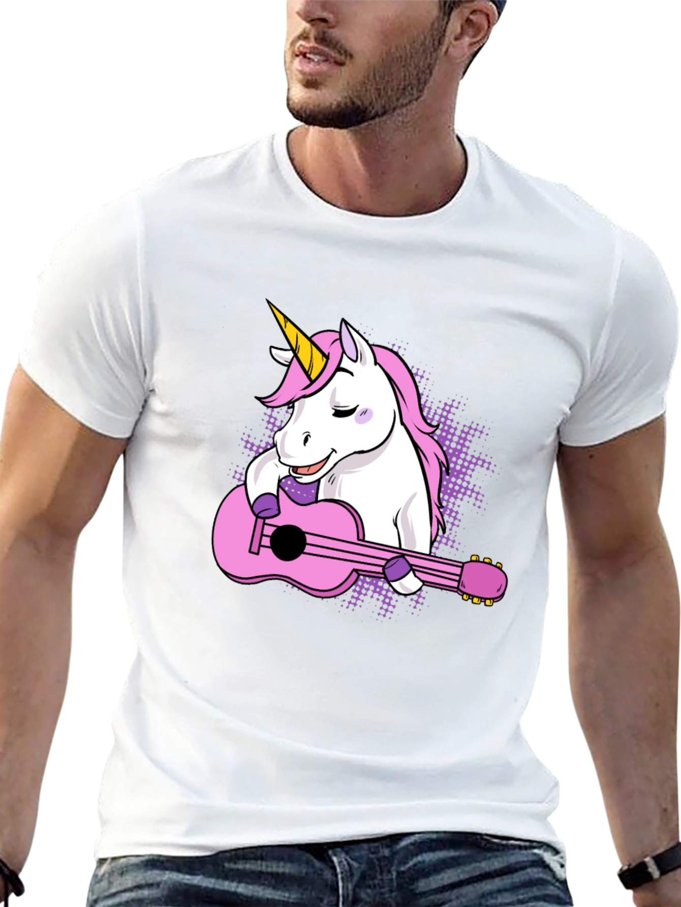 Black Unicorn Guitar T-Shirt - Cute Graphic Tee view 13
