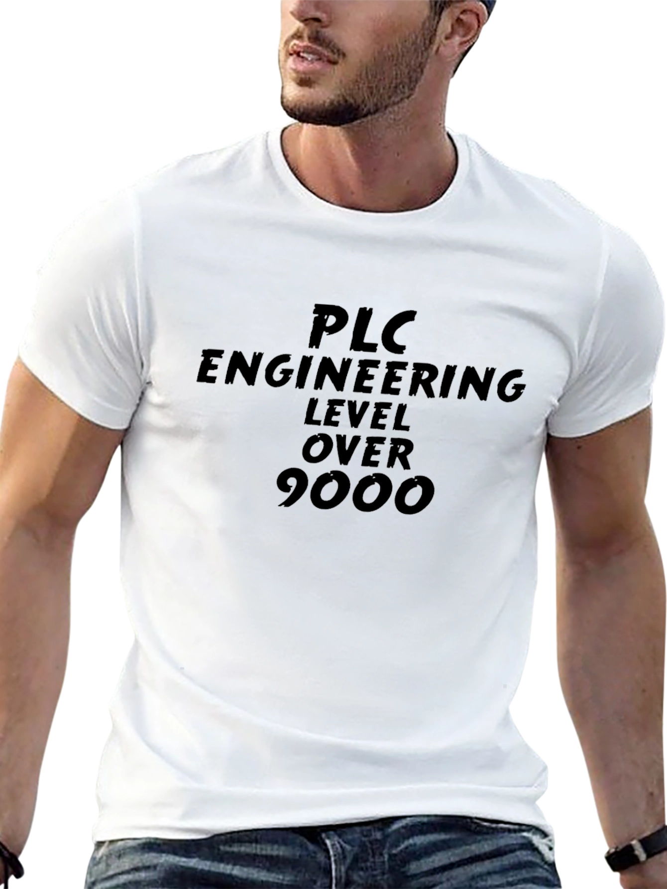 Black PLC Engineering Level Over 9000 Black T-Shirt view 13
