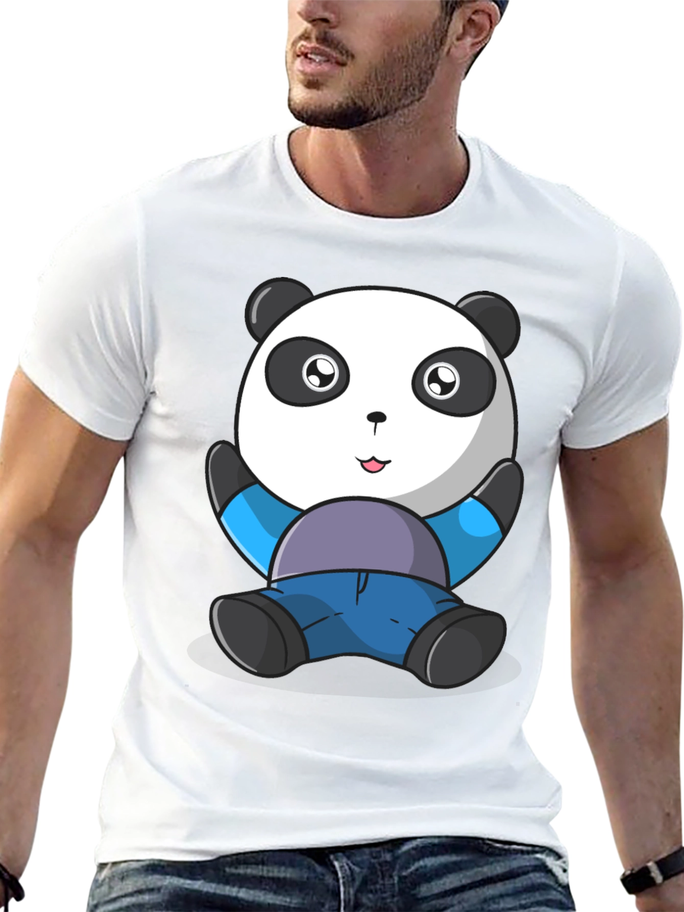Black Cute Panda Bear Graphic T-Shirt view 13