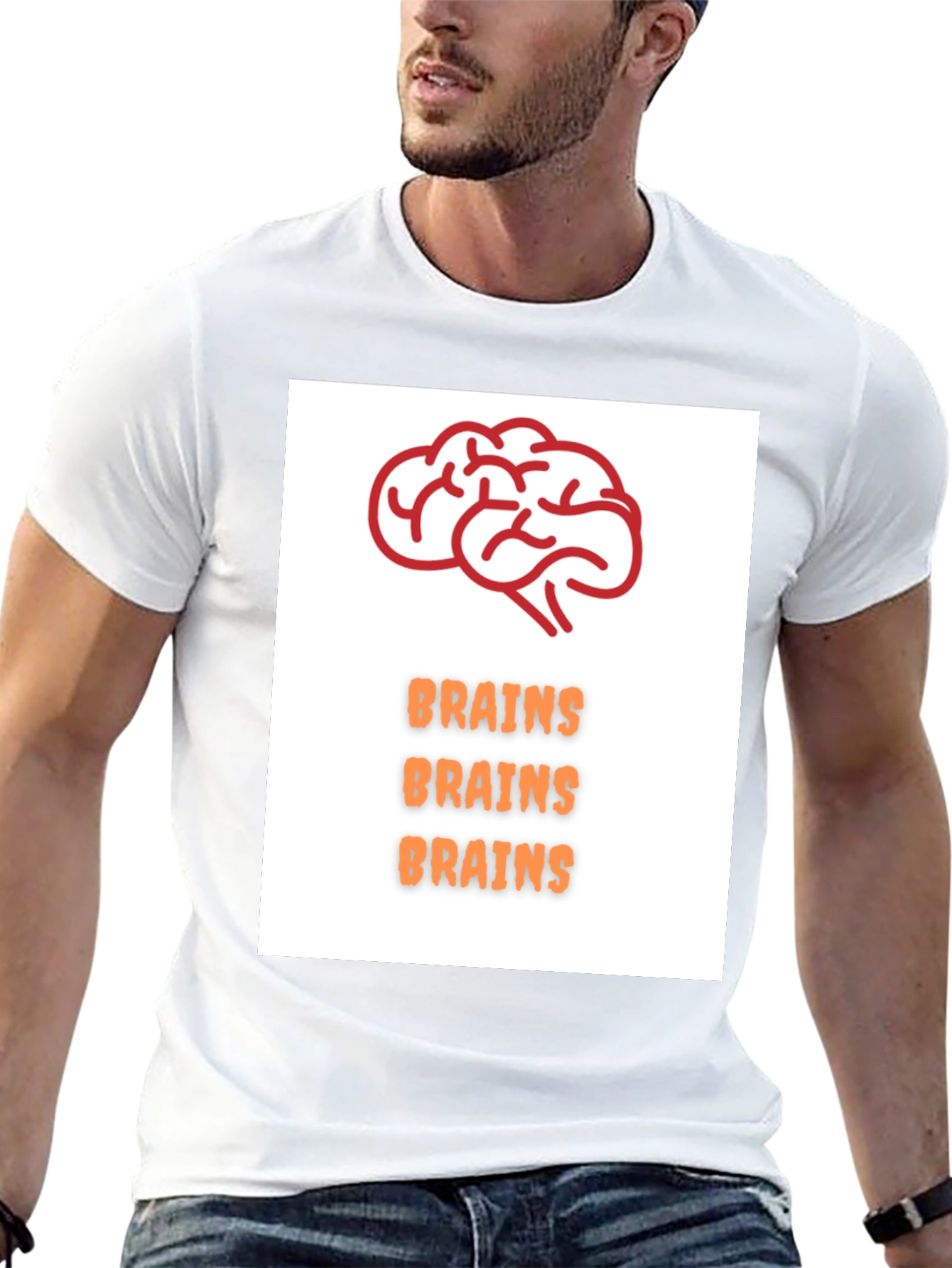 Black Brains T-Shirt - Black Crew Neck Tee view 13