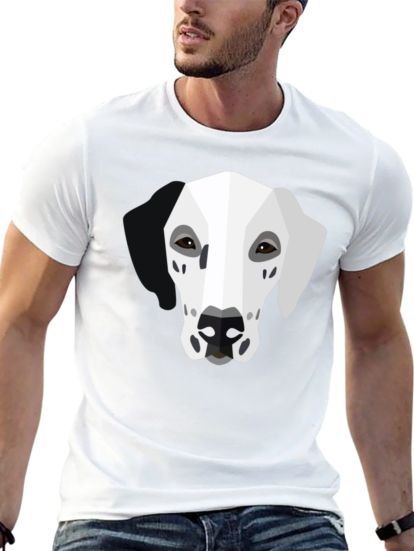 Black Geometric Dalmatian Graphic Tee - Unisex Black T-Shirt view 13