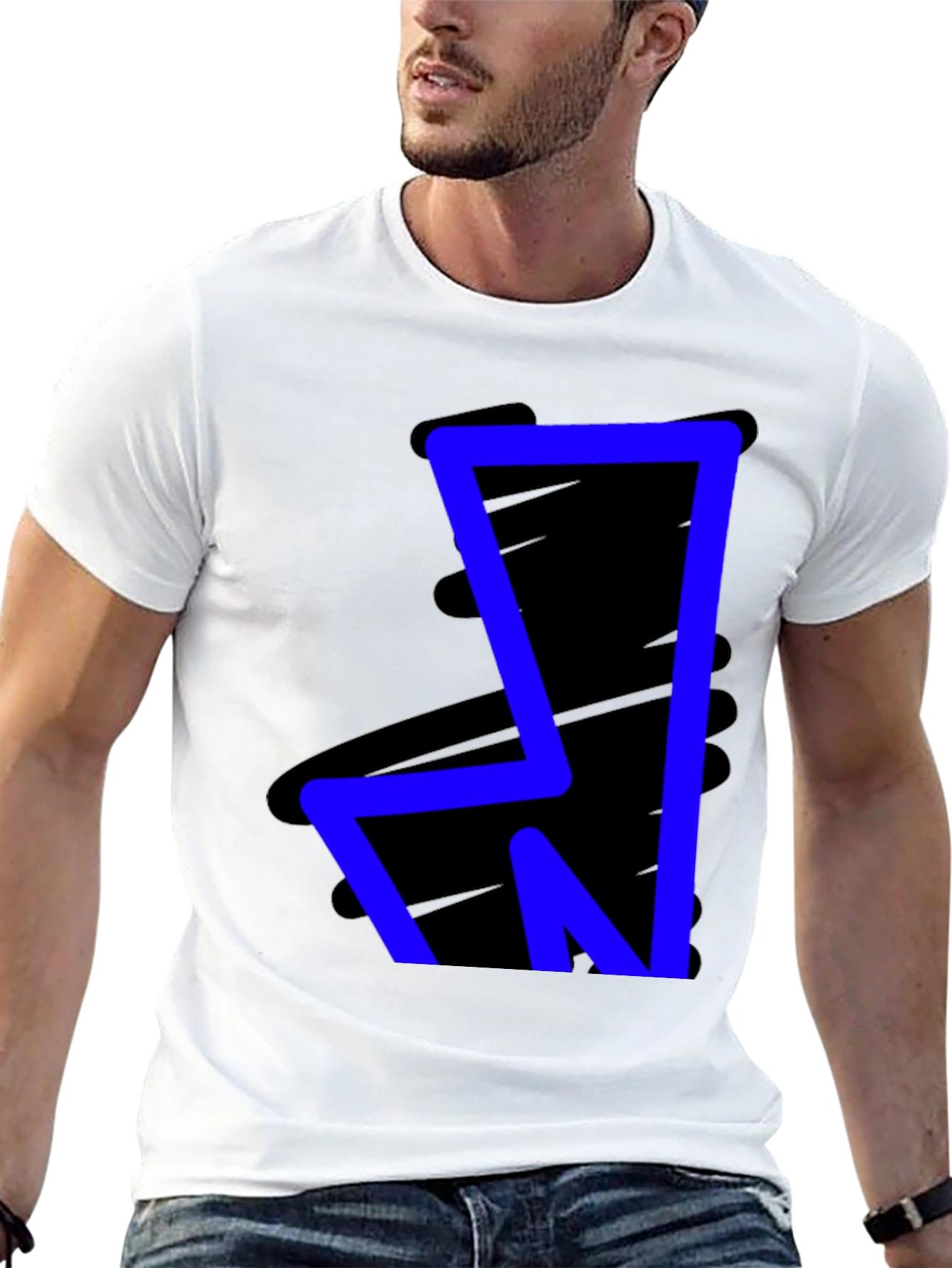 Black Bold Blue Graphic Tee - Modern Style view 13