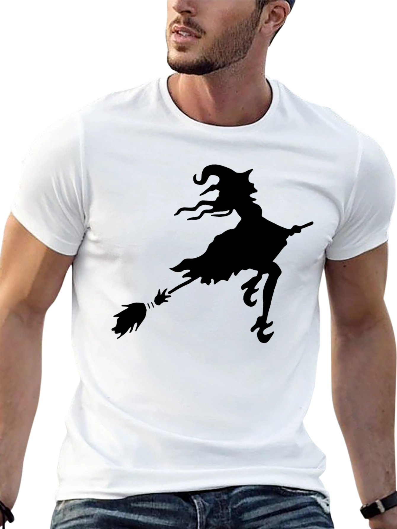 Black Witch Silhouette T-Shirt - Halloween Tee view 13