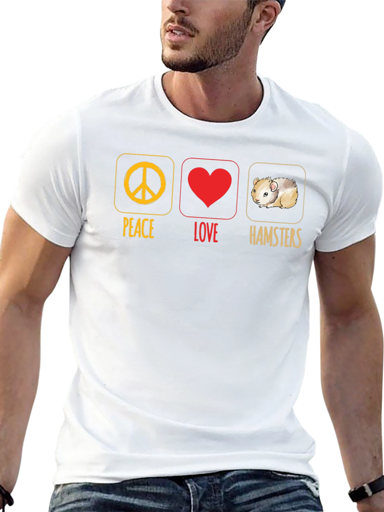 Black Peace Love Hamsters T-Shirt view 13