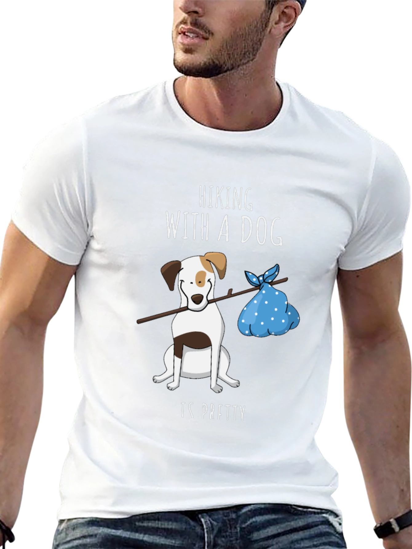 Black Hiking with a Dog Graphic Tee view 13