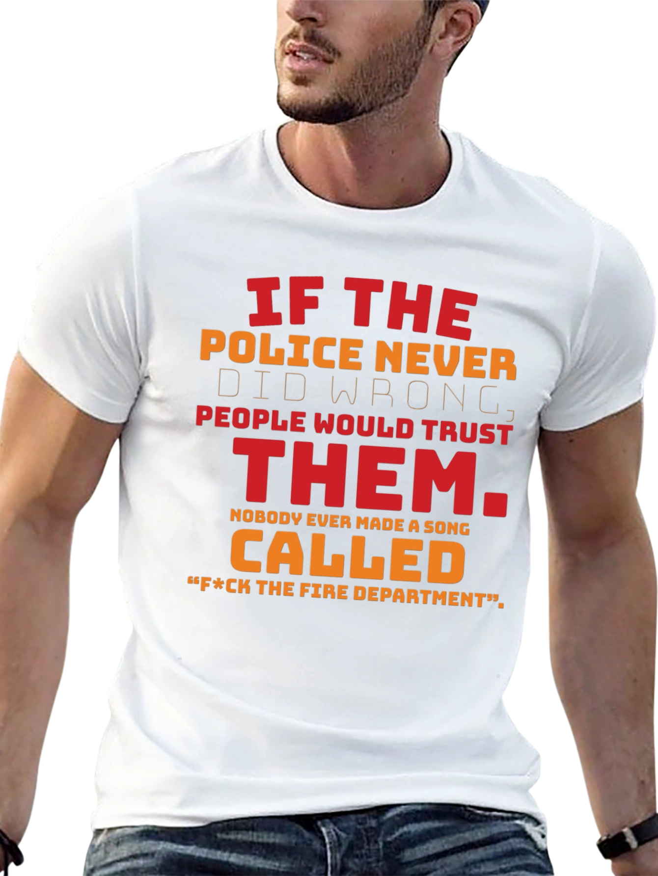 Black Funny Police & Fire Department T-Shirt view 13