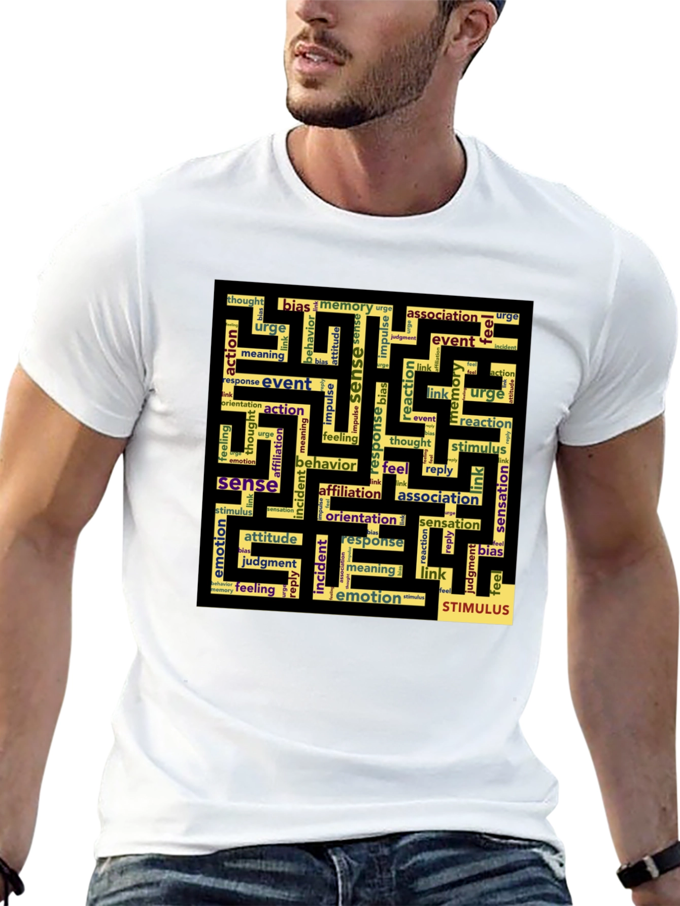 Sense Maze Black T-Shirt - Word Art Design - 13