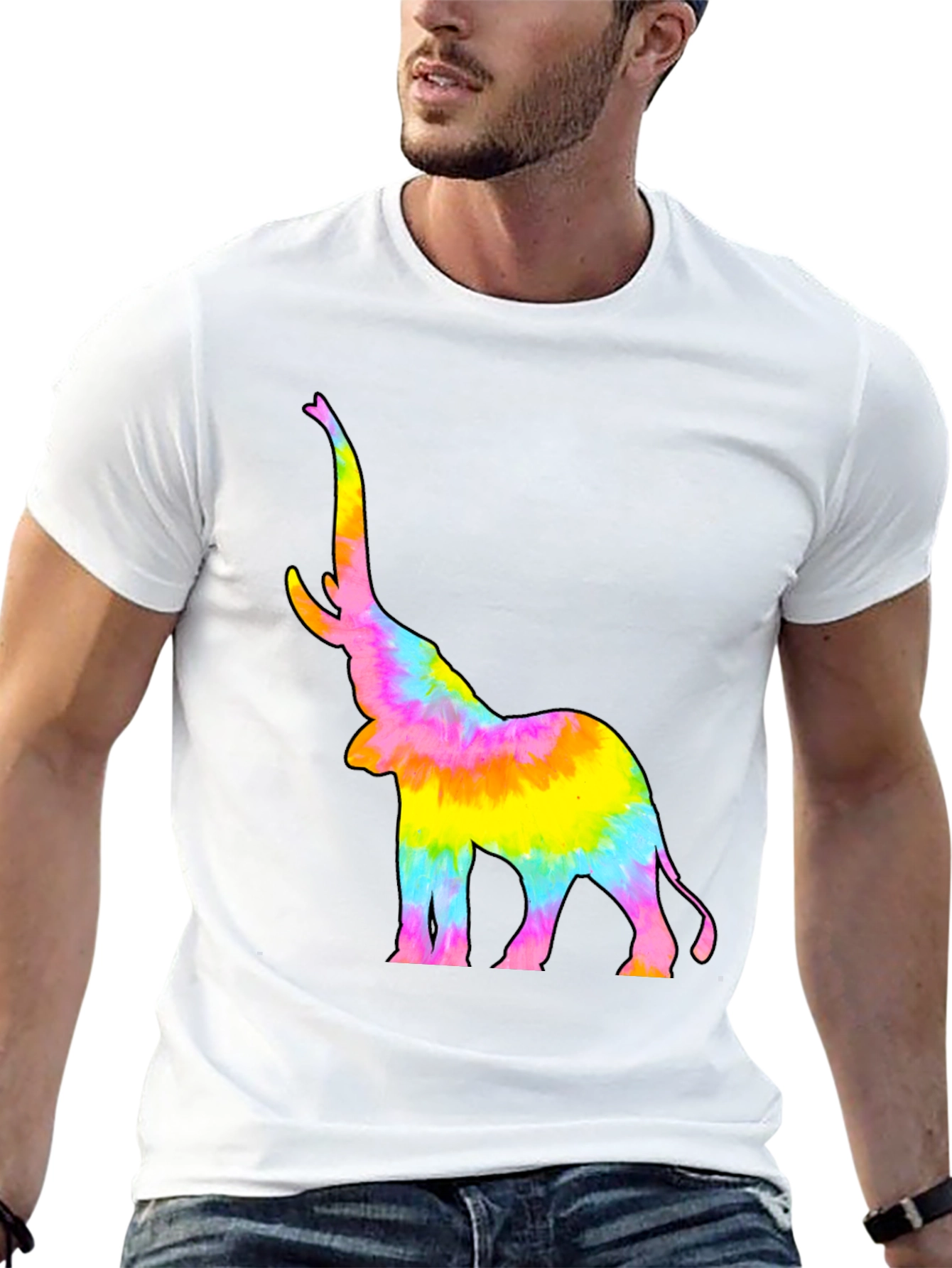 Black Tie-Dye Elephant Graphic Tee view 13