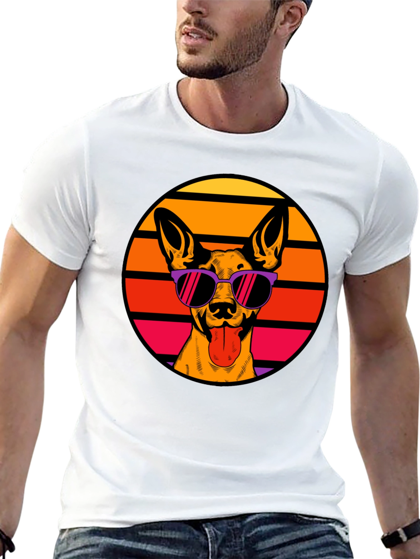 Black Cool Dog T-Shirt - Retro Style view 13