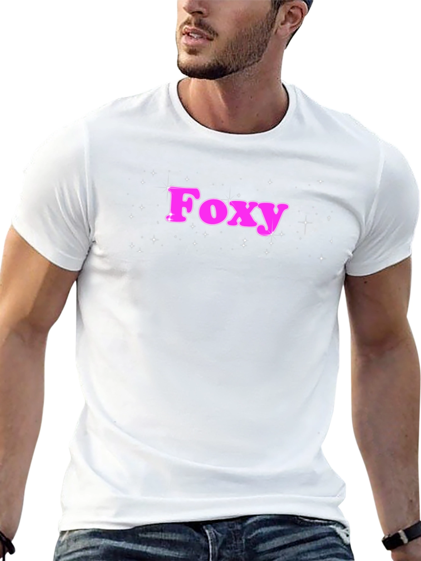 Black Foxy Graphic Tee - Trendy Pink Lettering T-Shirt view 13