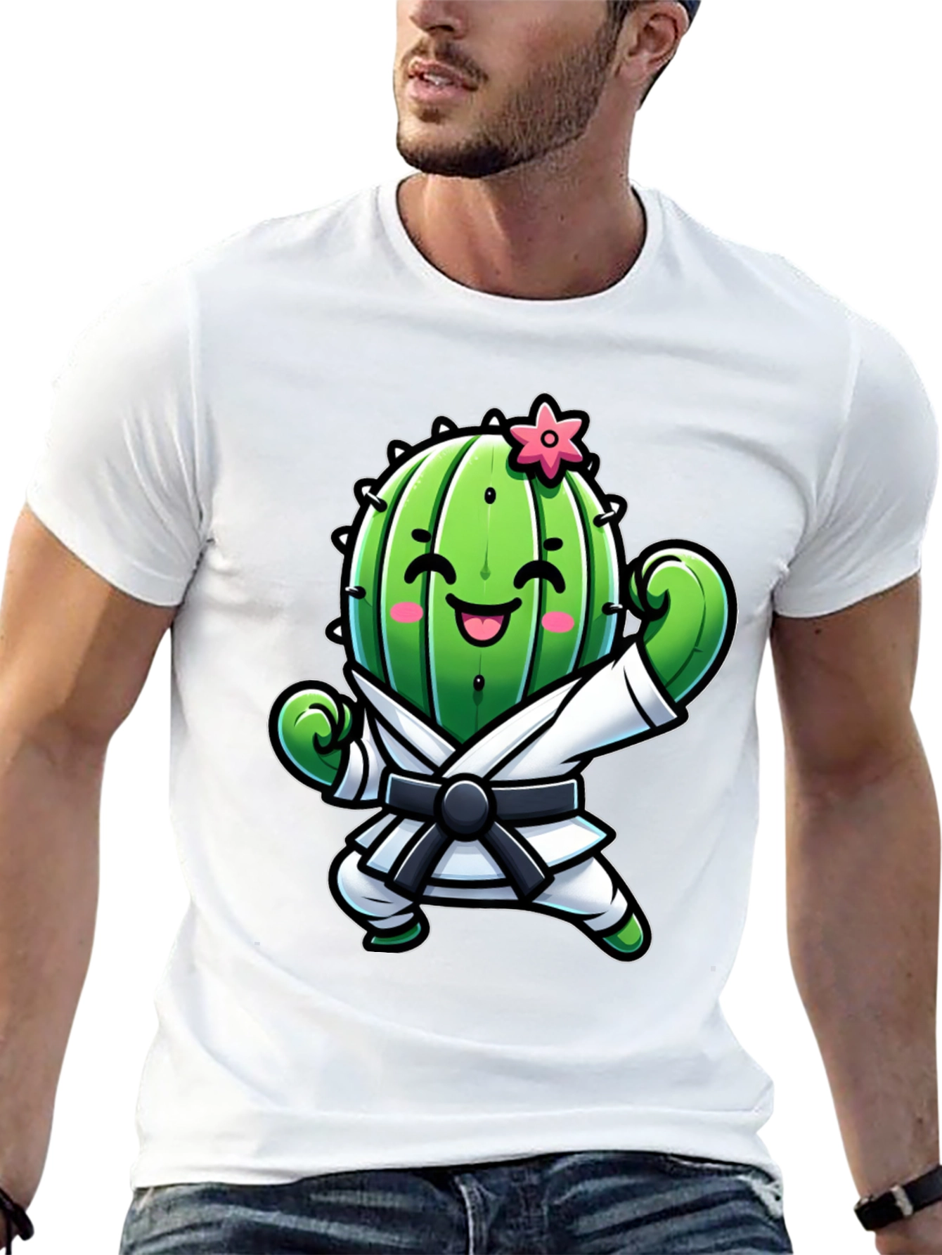 Black Karate Cactus T-Shirt - Funny Martial Arts Tee view 13