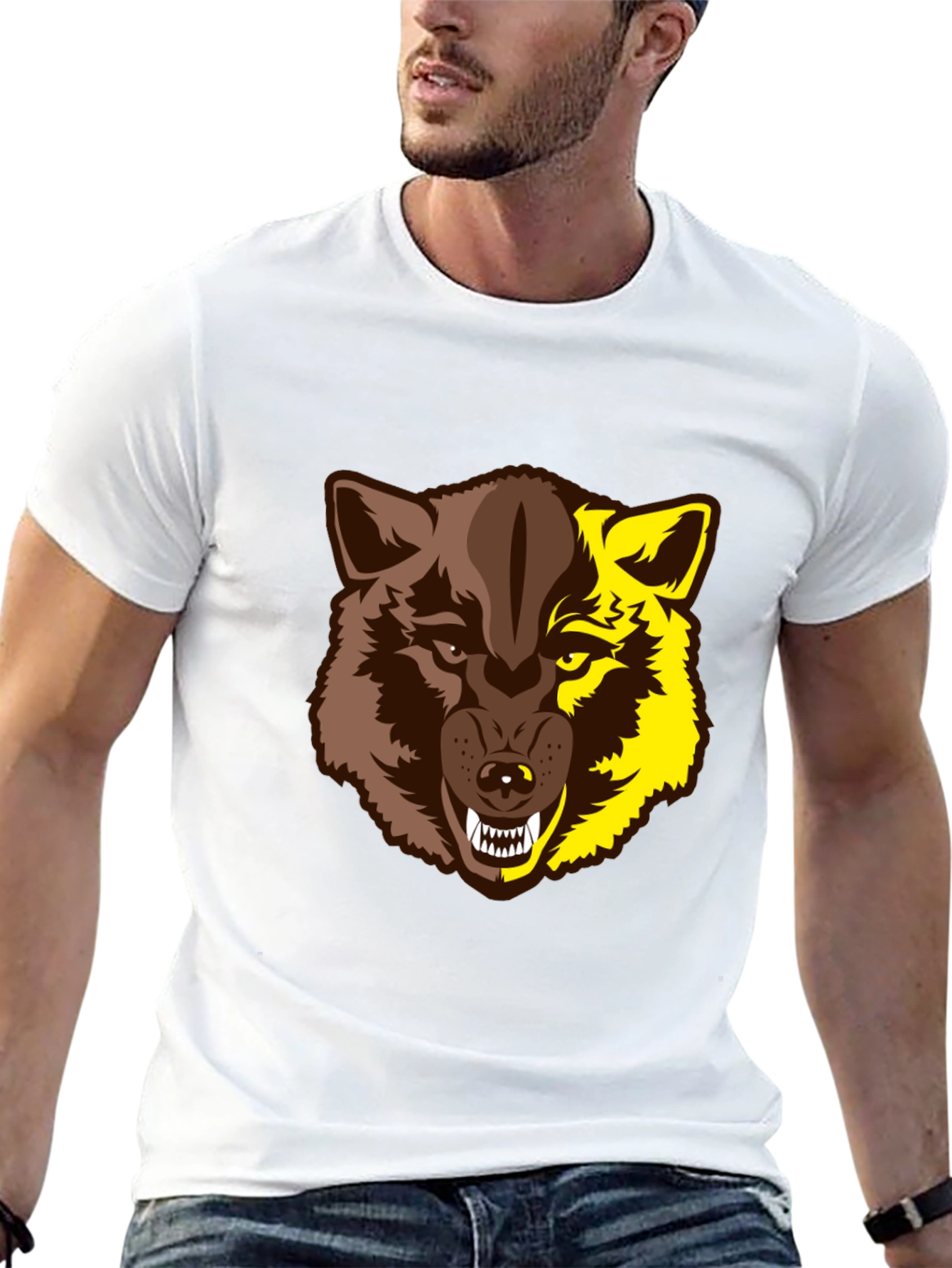 Black Wolf Graphic Tee - Two-Tone Beast Design view 13