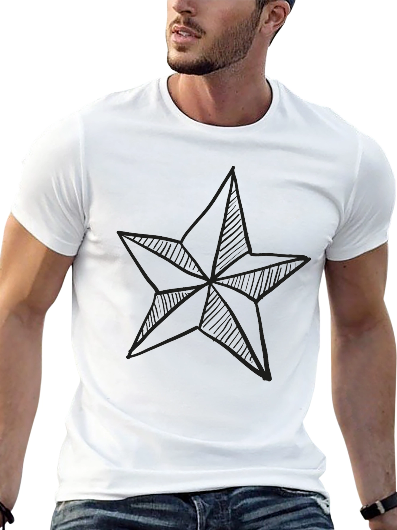 Black Men's Black Star Graphic Tee - Casual Comfort view 13