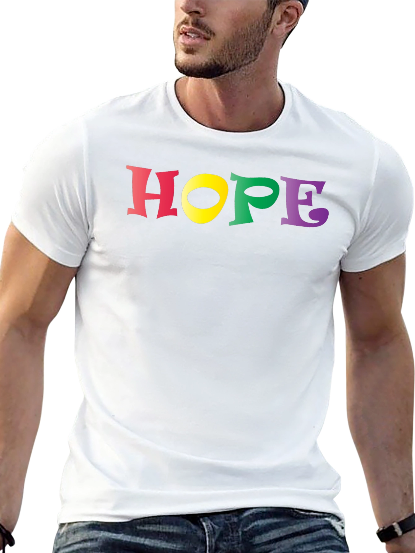 Black Colorful 'Hope' Graphic Black T-Shirt view 13
