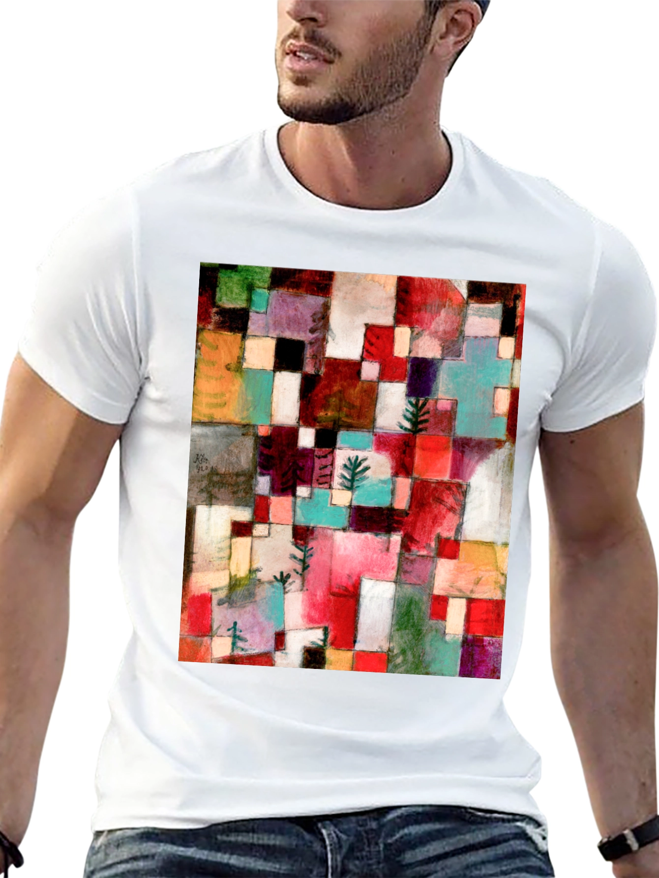 Black Abstract Art T-Shirt: Geometric Design view 13