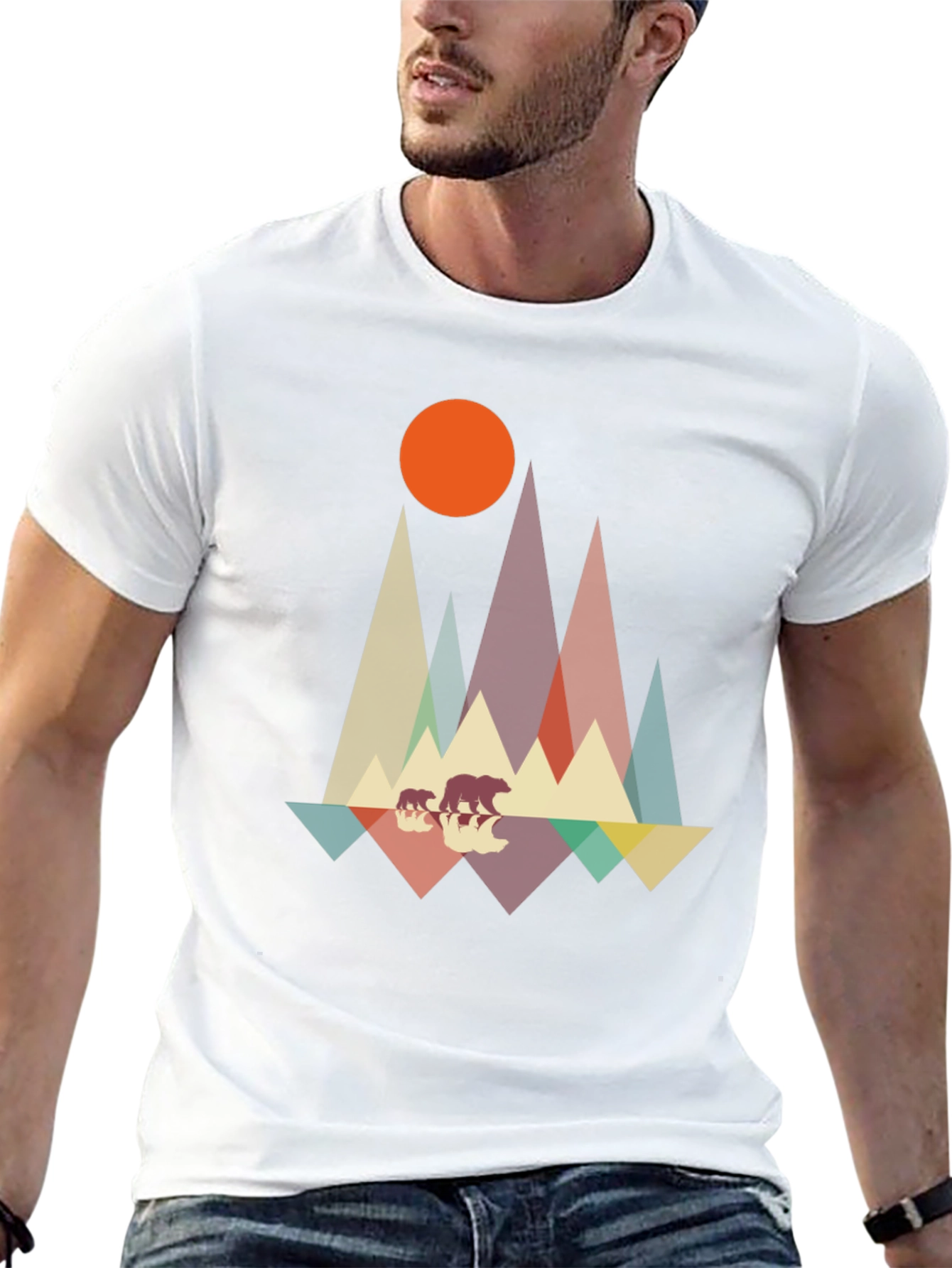 Black Retro Bear Mountain Graphic Tee view 13