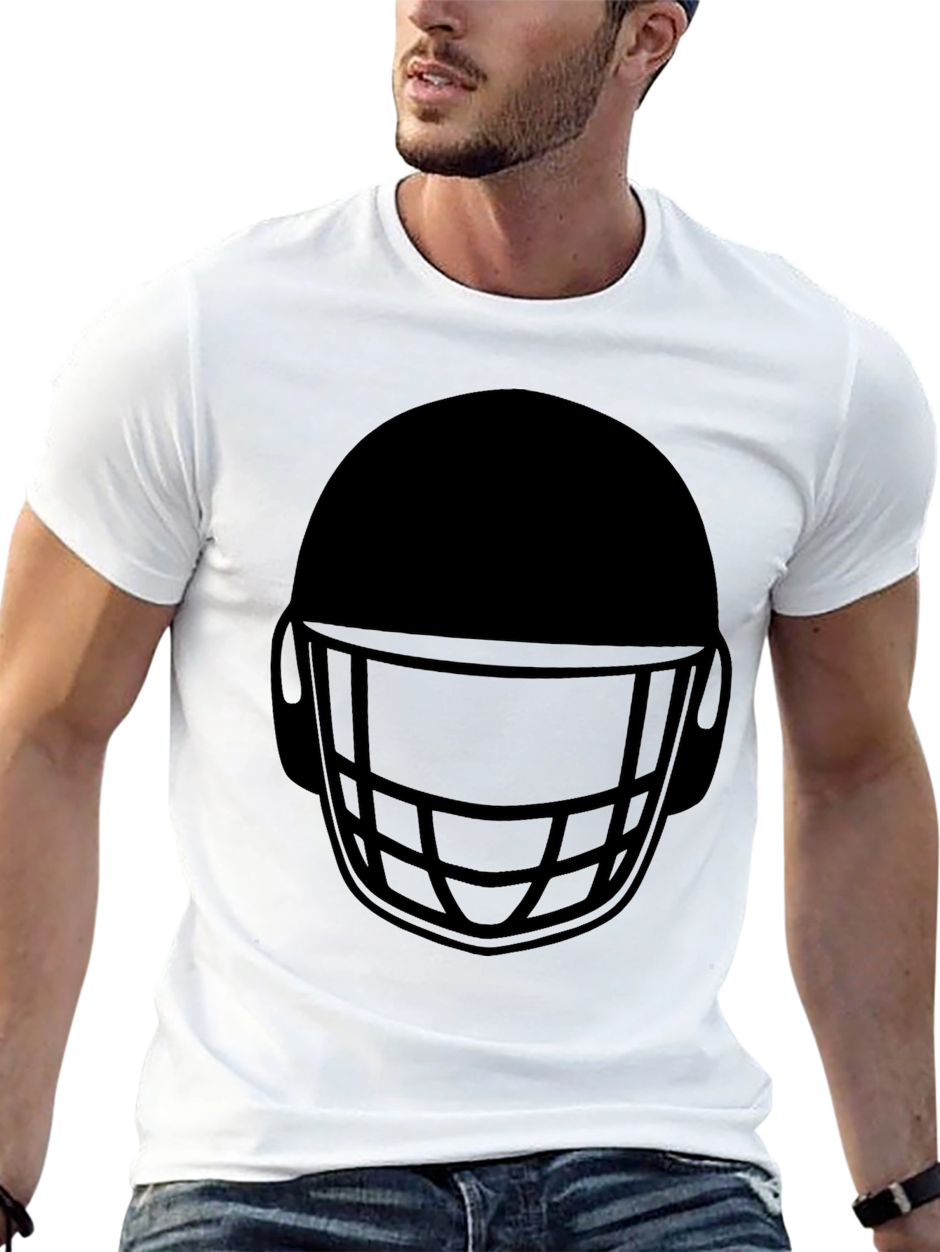 Black Football Helmet Graphic T-Shirt view 13