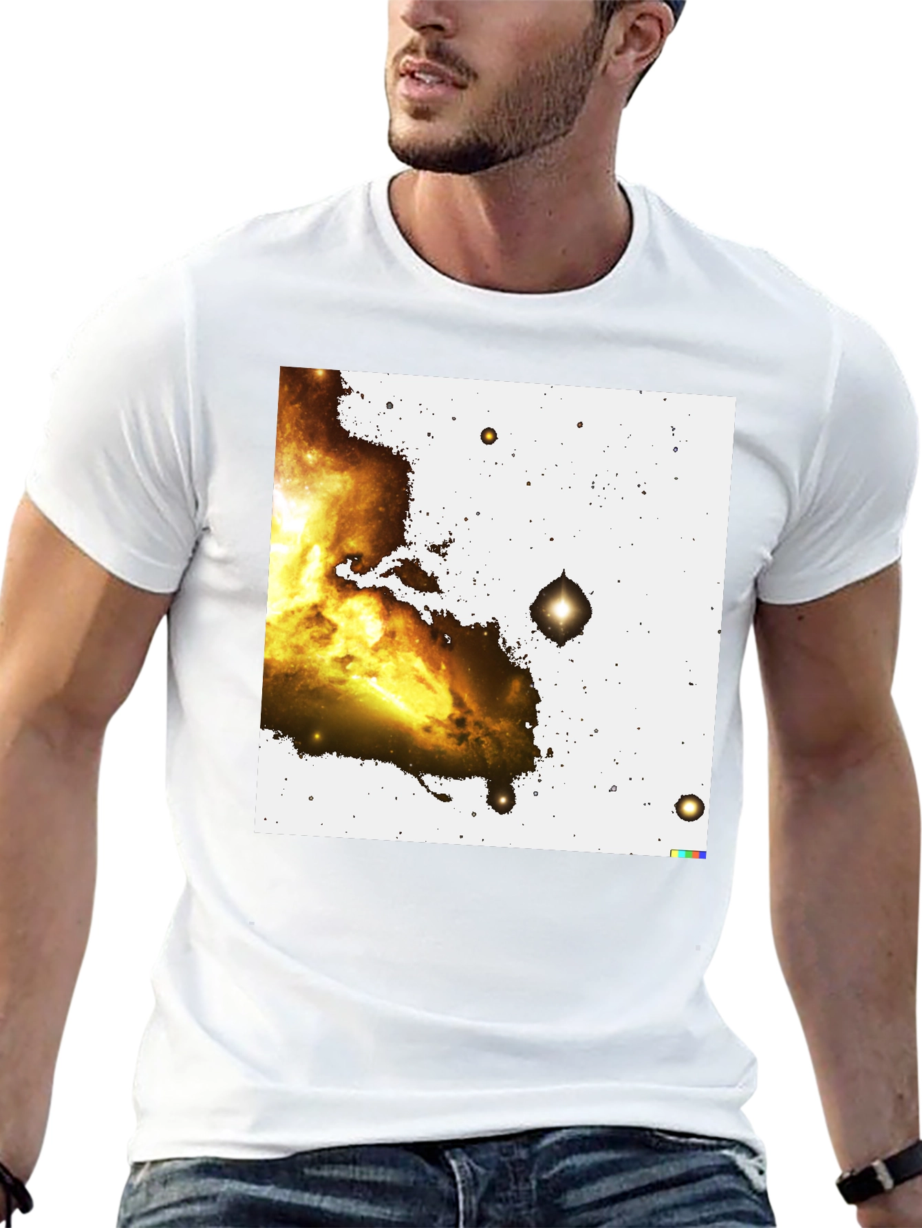 Black Nebula Print Black T-Shirt view 13