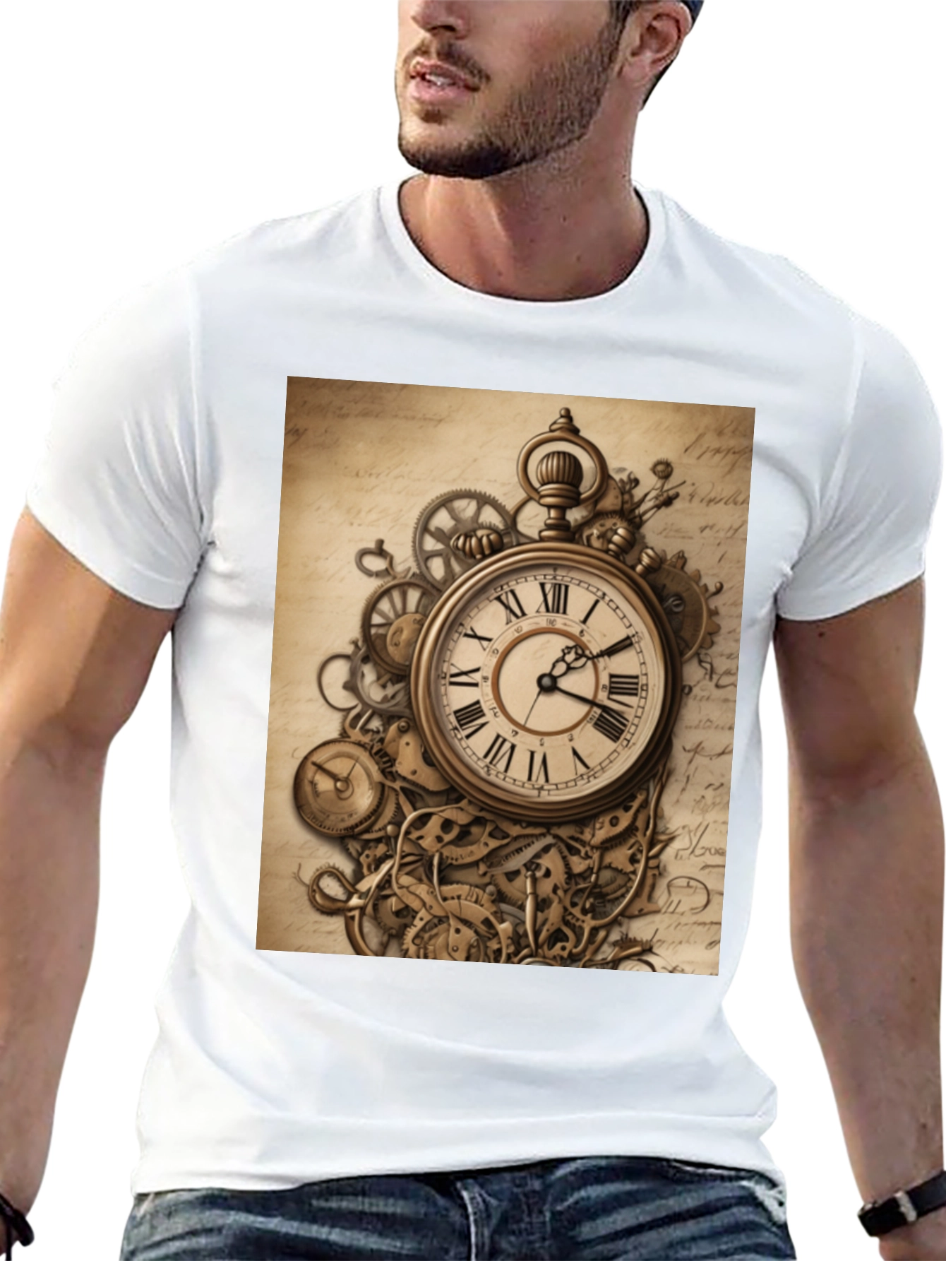 Black Steampunk Clockwork T-Shirt - Timeless Design view 13