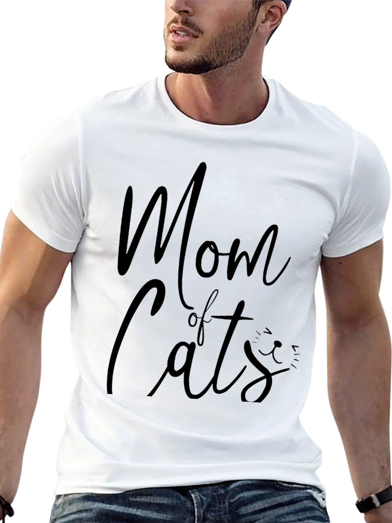 Black Mom of Cats Black Graphic T-Shirt view 13
