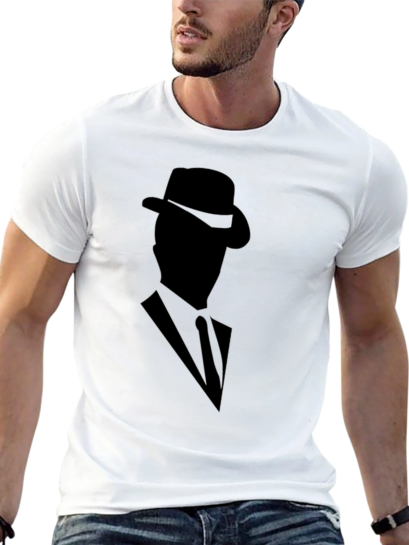 Black Mysterious Man Silhouette T-Shirt view 13