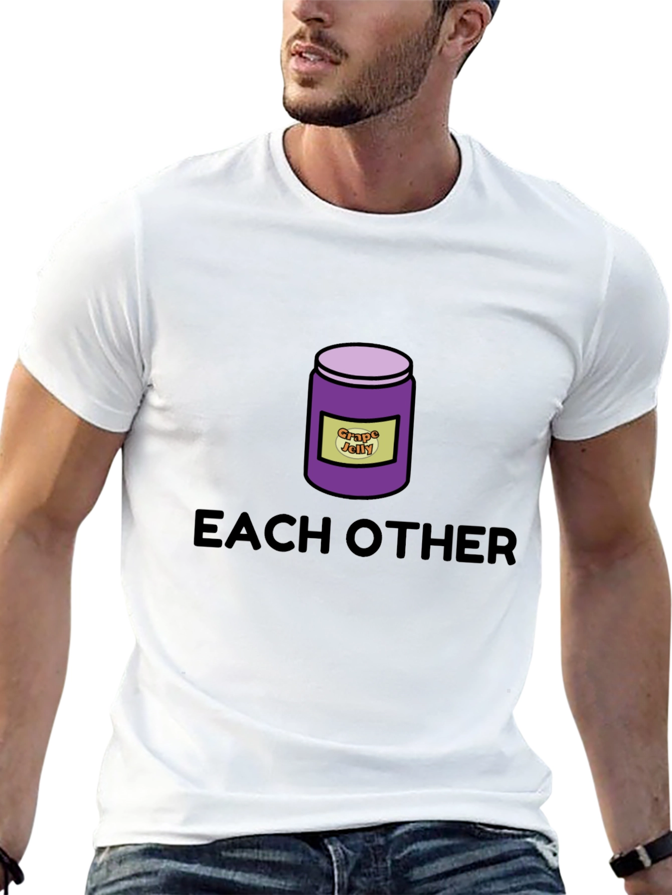 Black Funny "Grape Jelly Each Other" Black Graphic T-Shirt view 13
