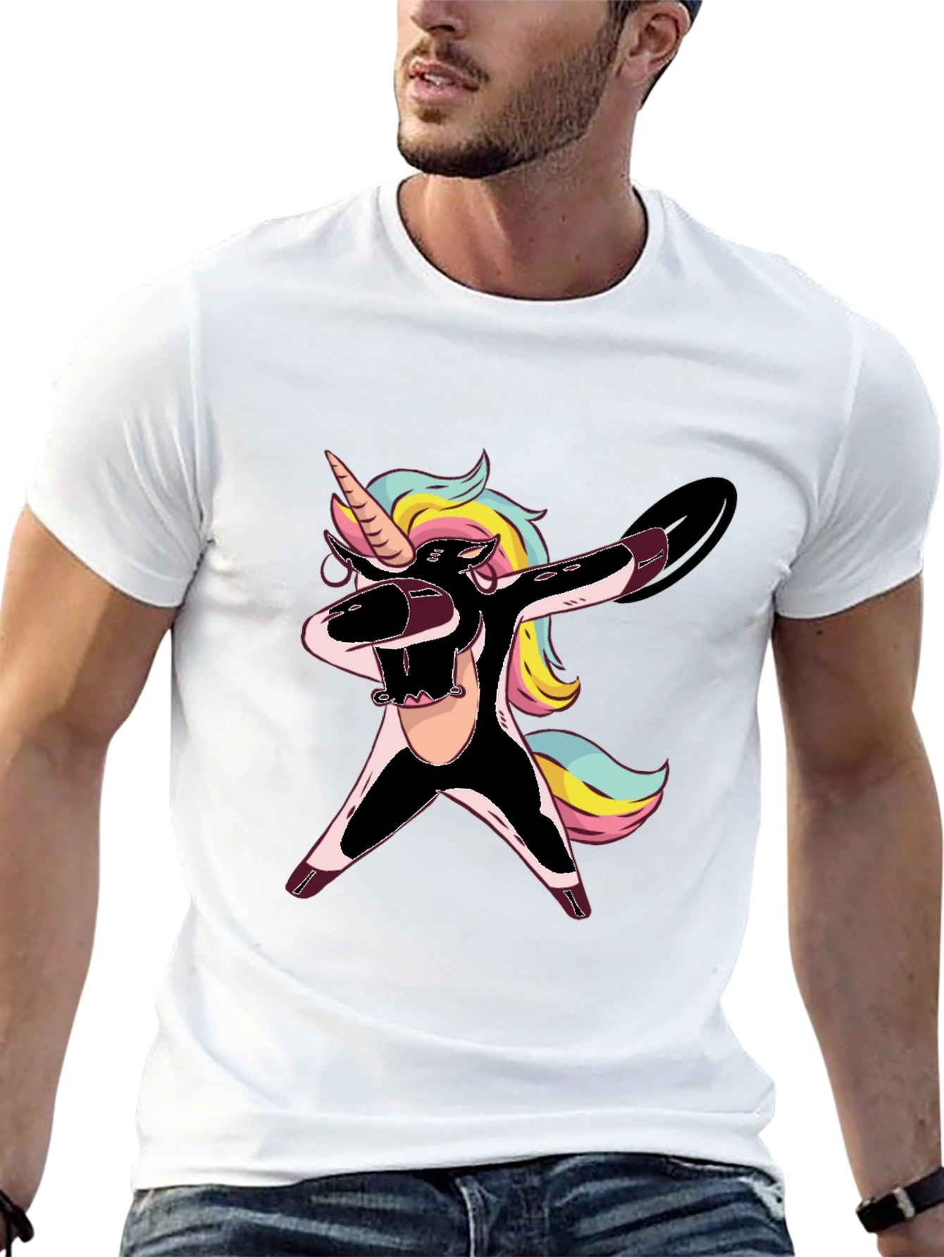 Black Dabbing Unicorn Graphic Tee - Black T-Shirt view 13