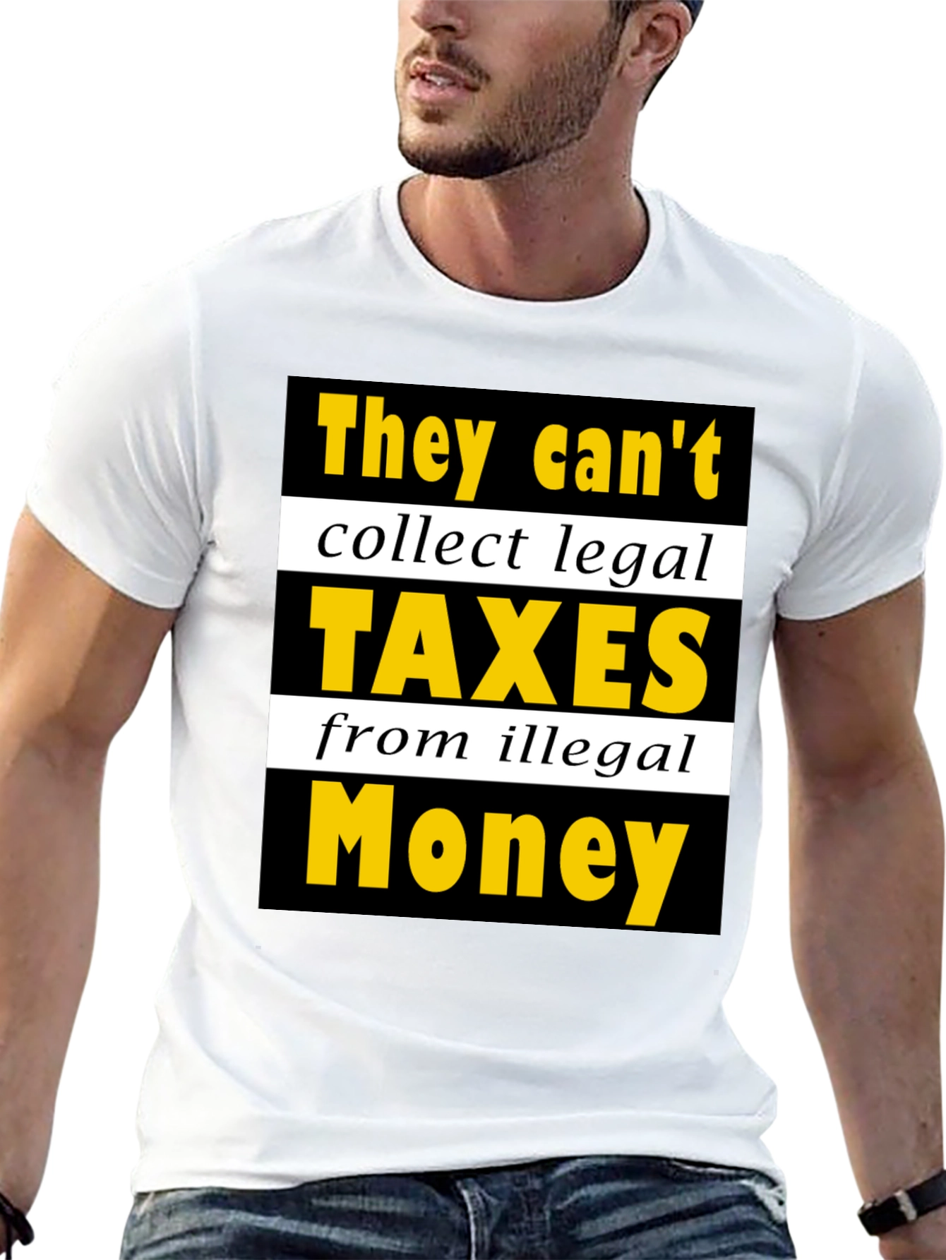 Black Humorous "Taxes from Illegal Money" Graphic Tee view 13