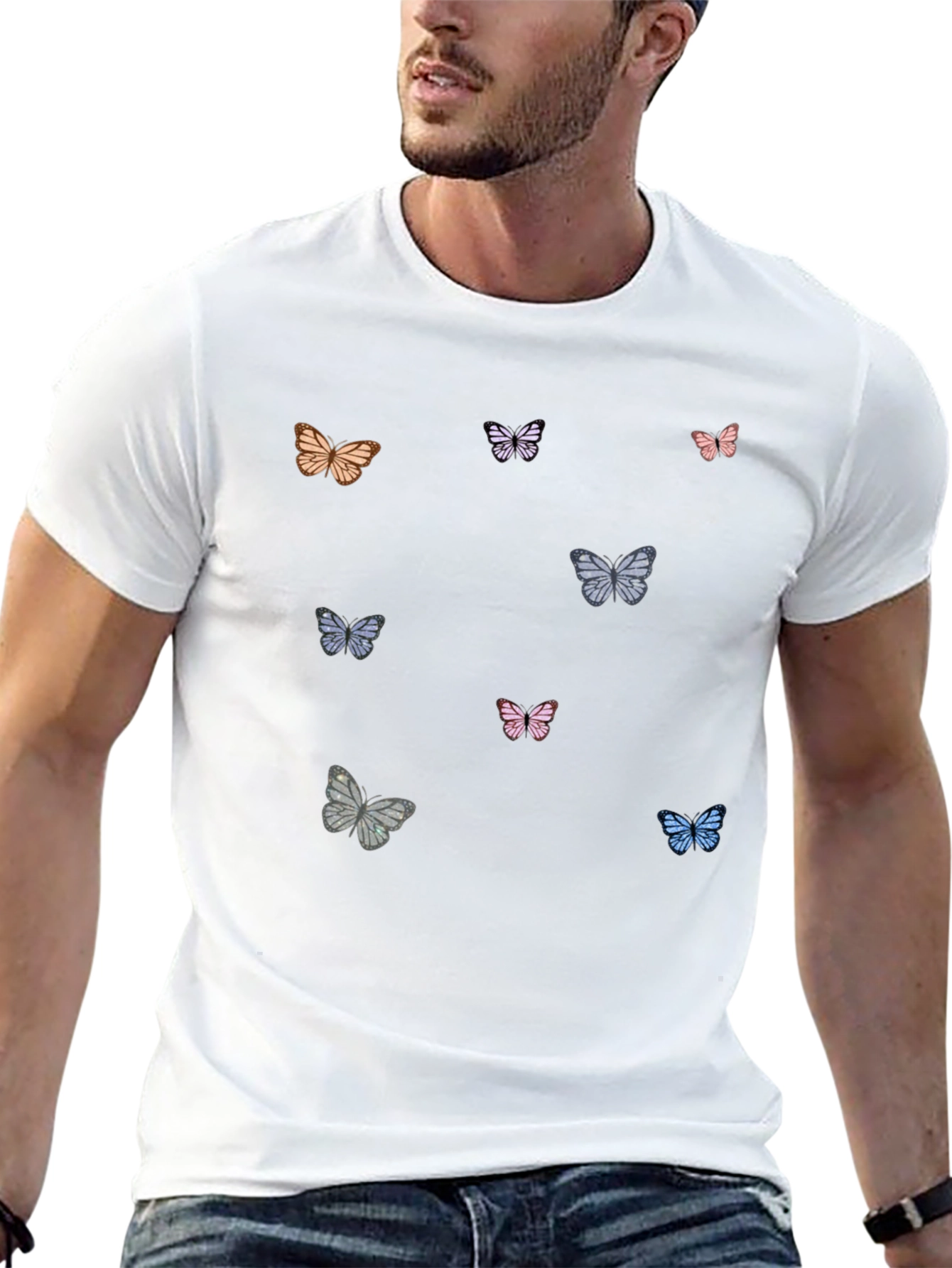 Butterfly Print Black T-Shirt - 13