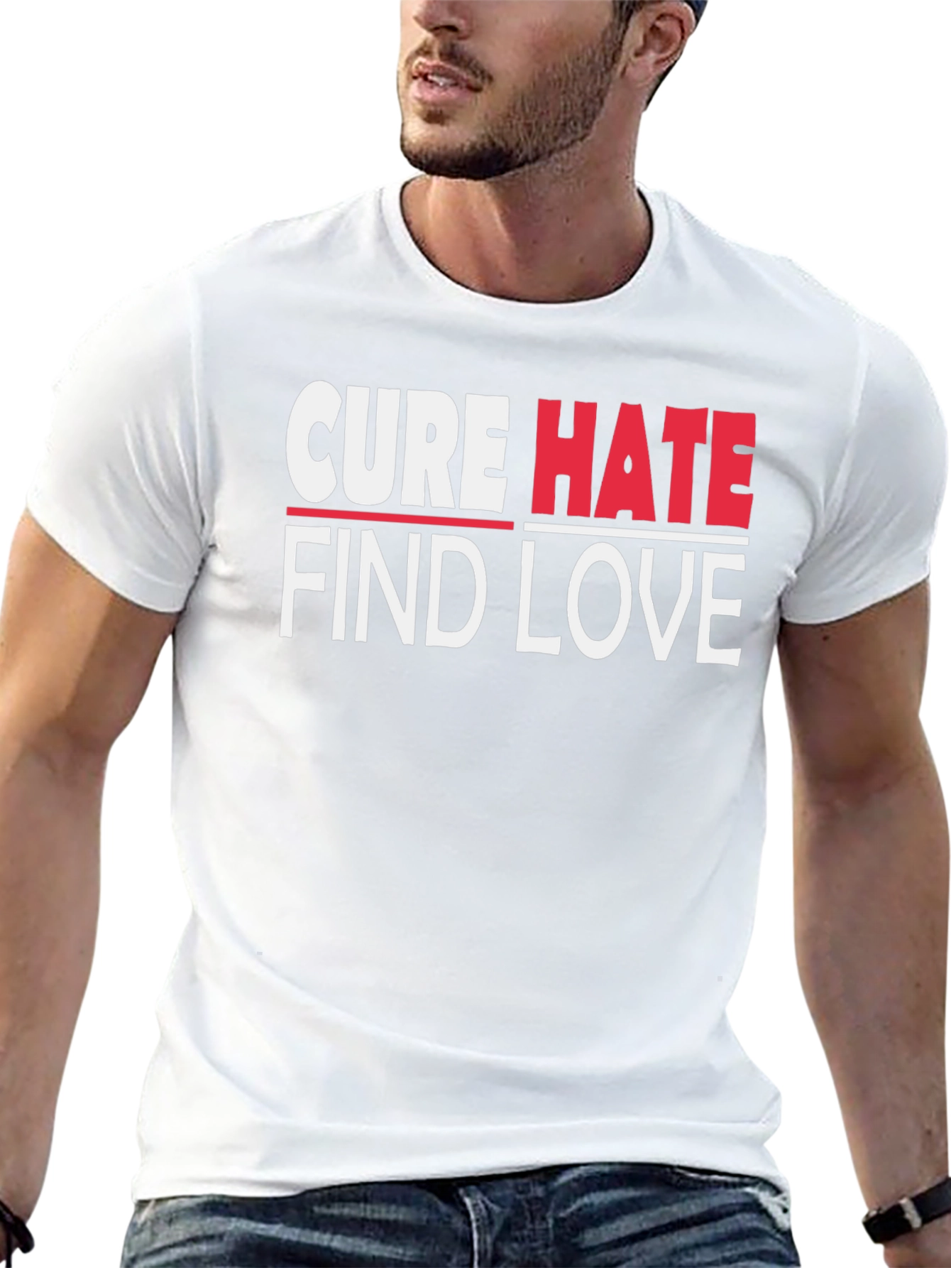 Black Cure Hate Find Love Graphic T-Shirt view 13