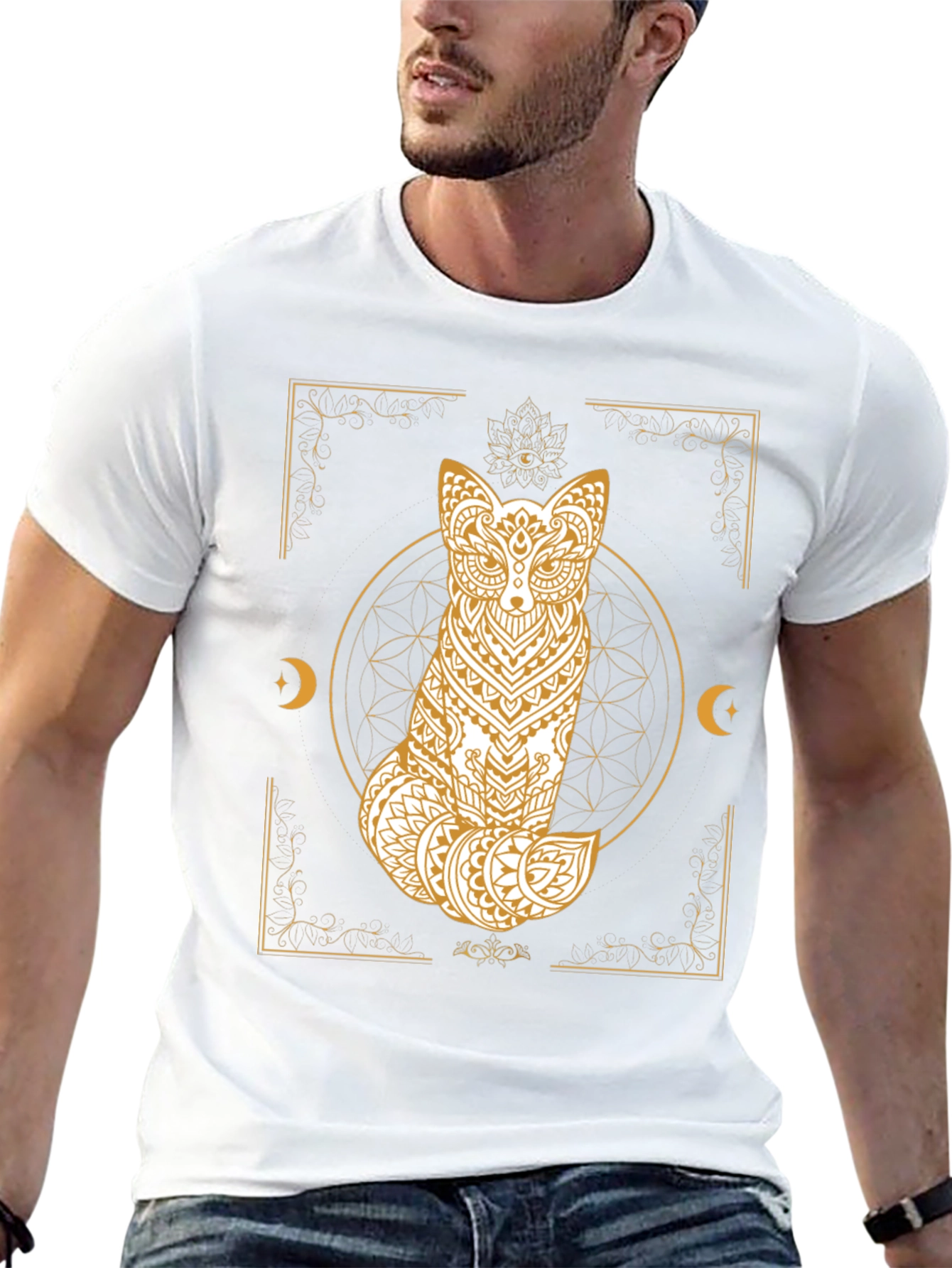 Black Mystic Fox Graphic Tee - Unisex Black T-Shirt view 13
