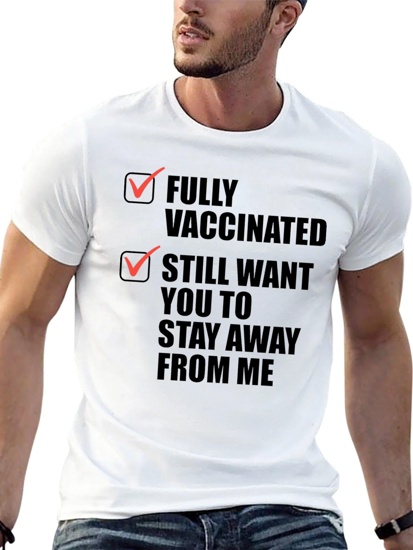 Black Fully Vaccinated, Stay Away Funny Graphic Tee view 13