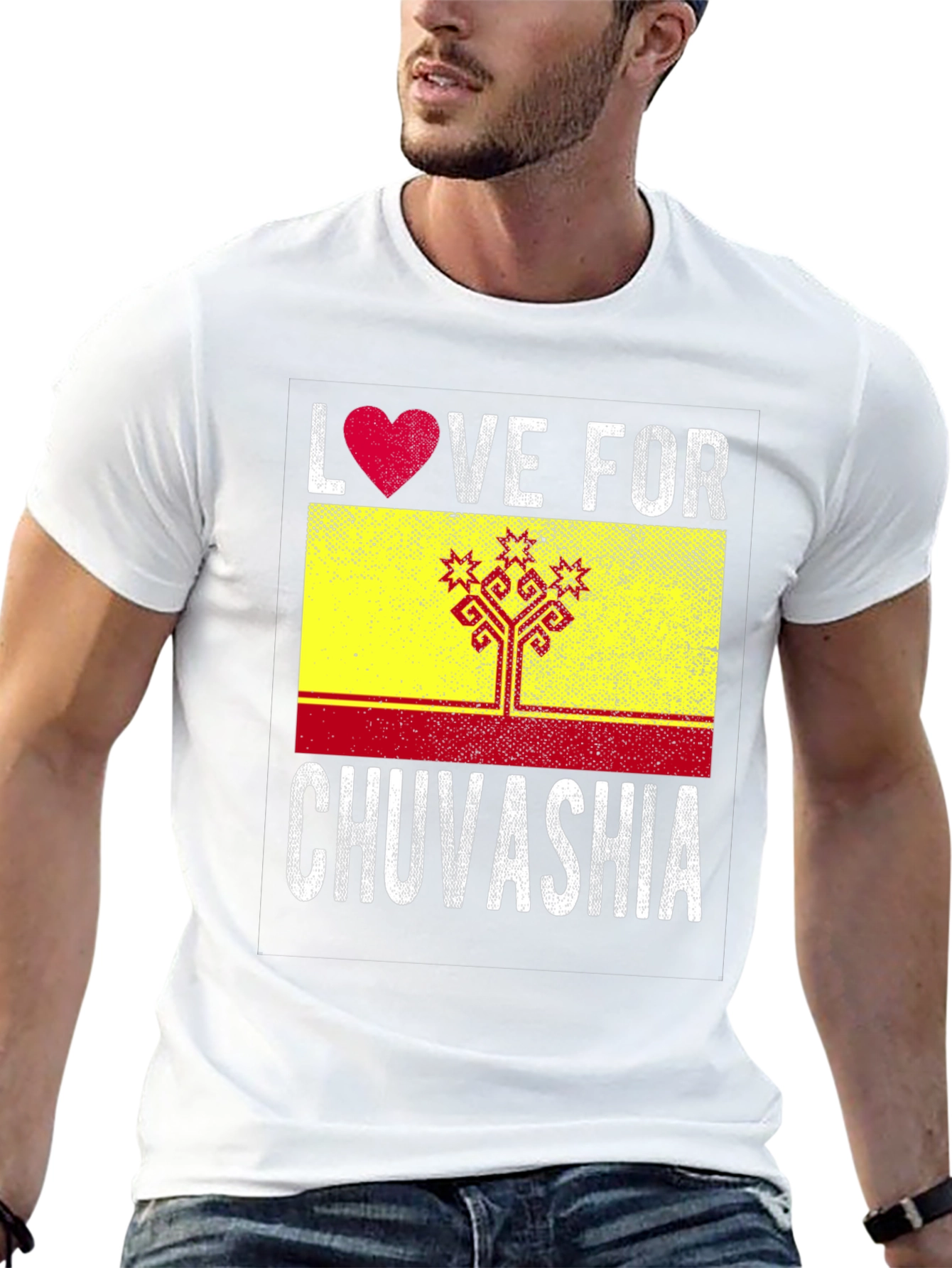 Black Love for Chuvashia T-Shirt - Flag Graphic Tee view 13