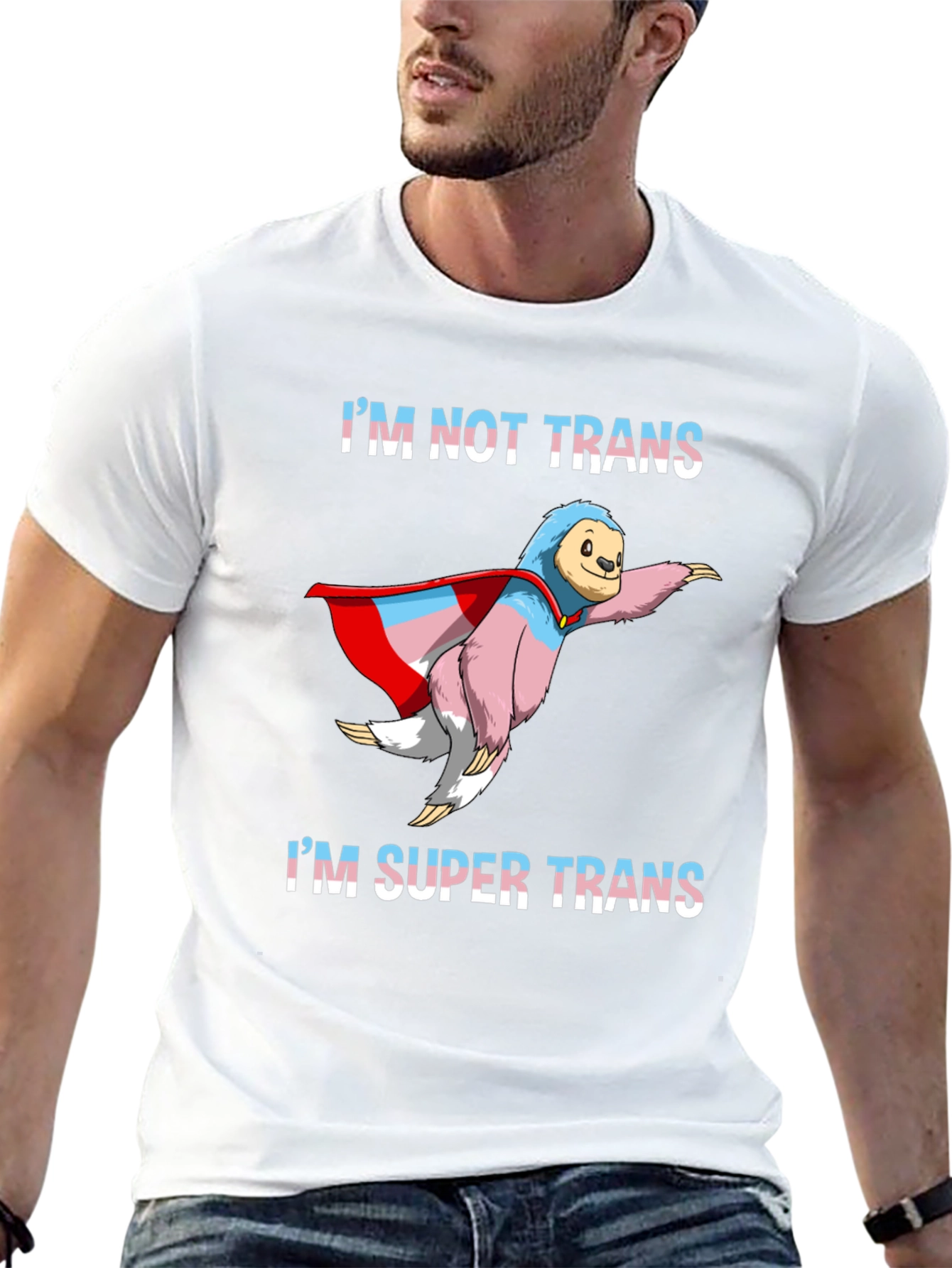 Black Super Trans Sloth T-Shirt - LGBTQ+ Pride view 13