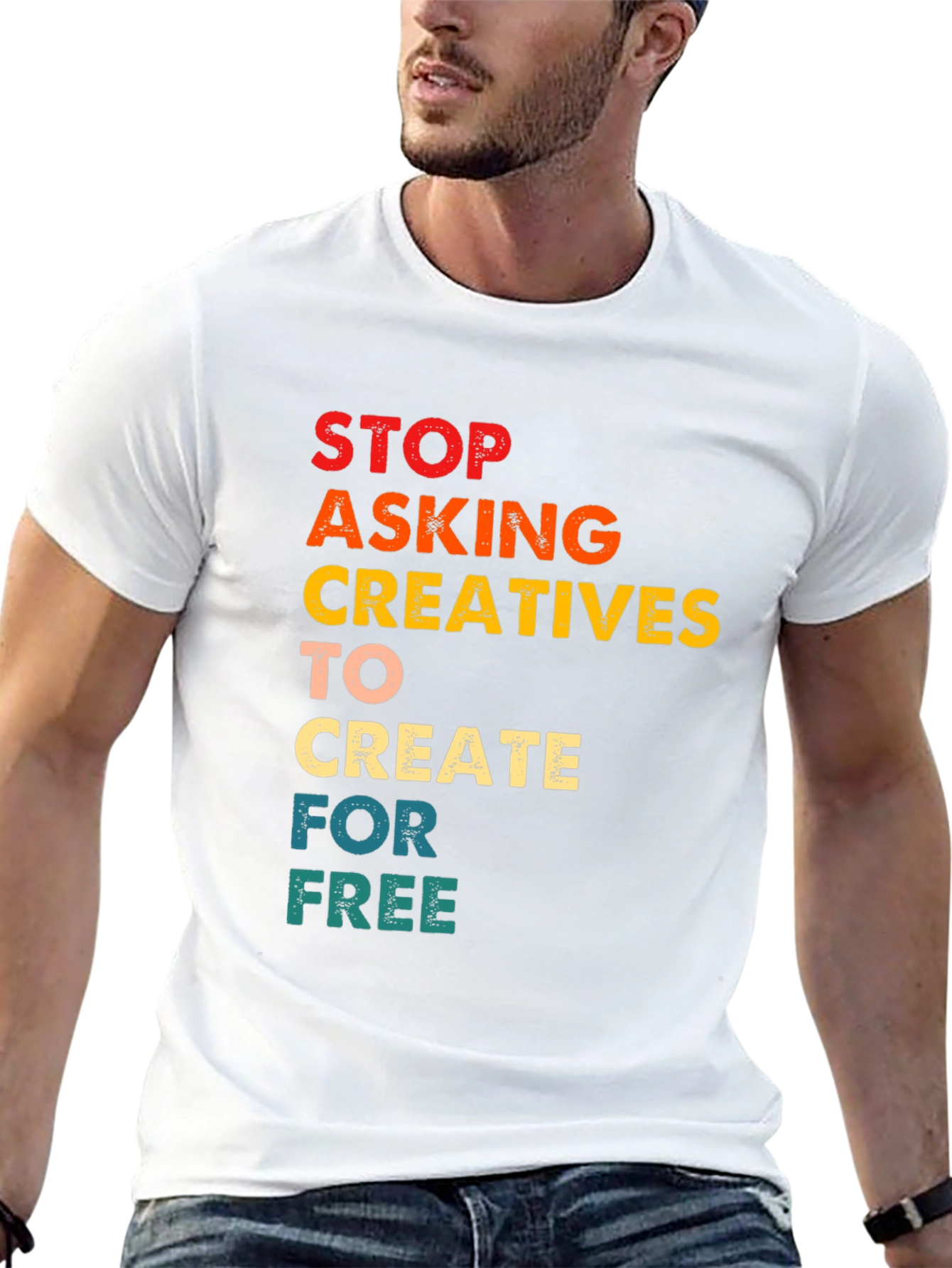 Black Creative Support T-Shirt:  Stop Asking for Free view 13