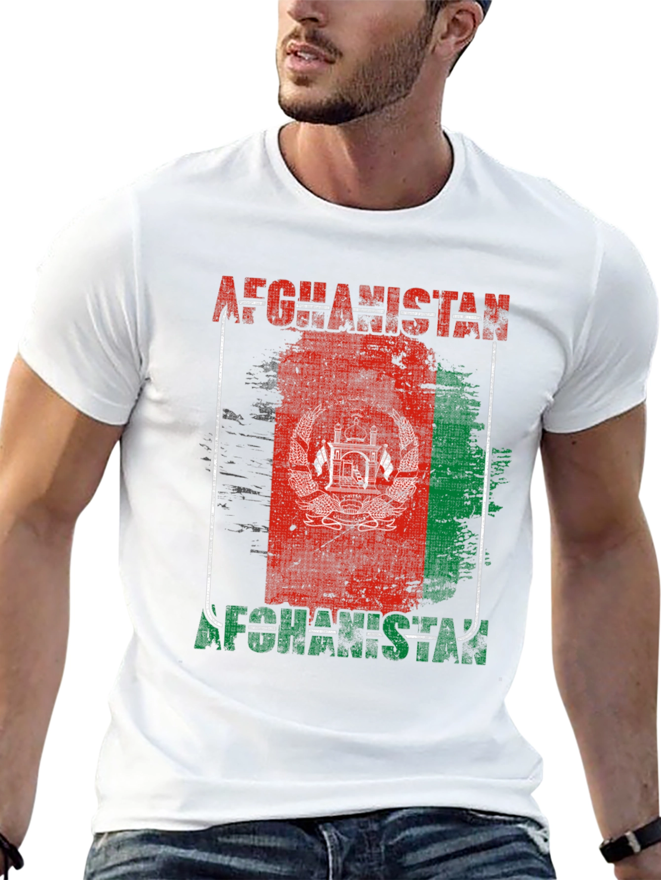 Black Afghanistan Flag Graphic T-Shirt view 13