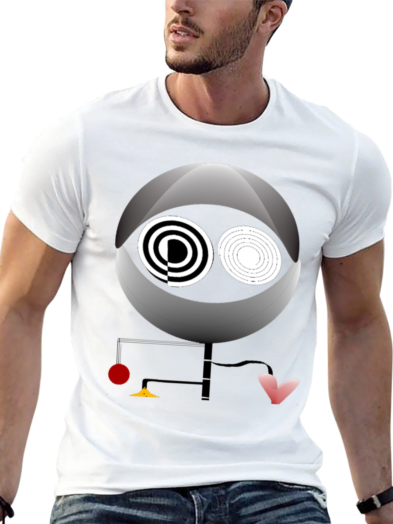 Black Abstract Graphic Print Crew Neck Tee - Modern Art Shirt view 13