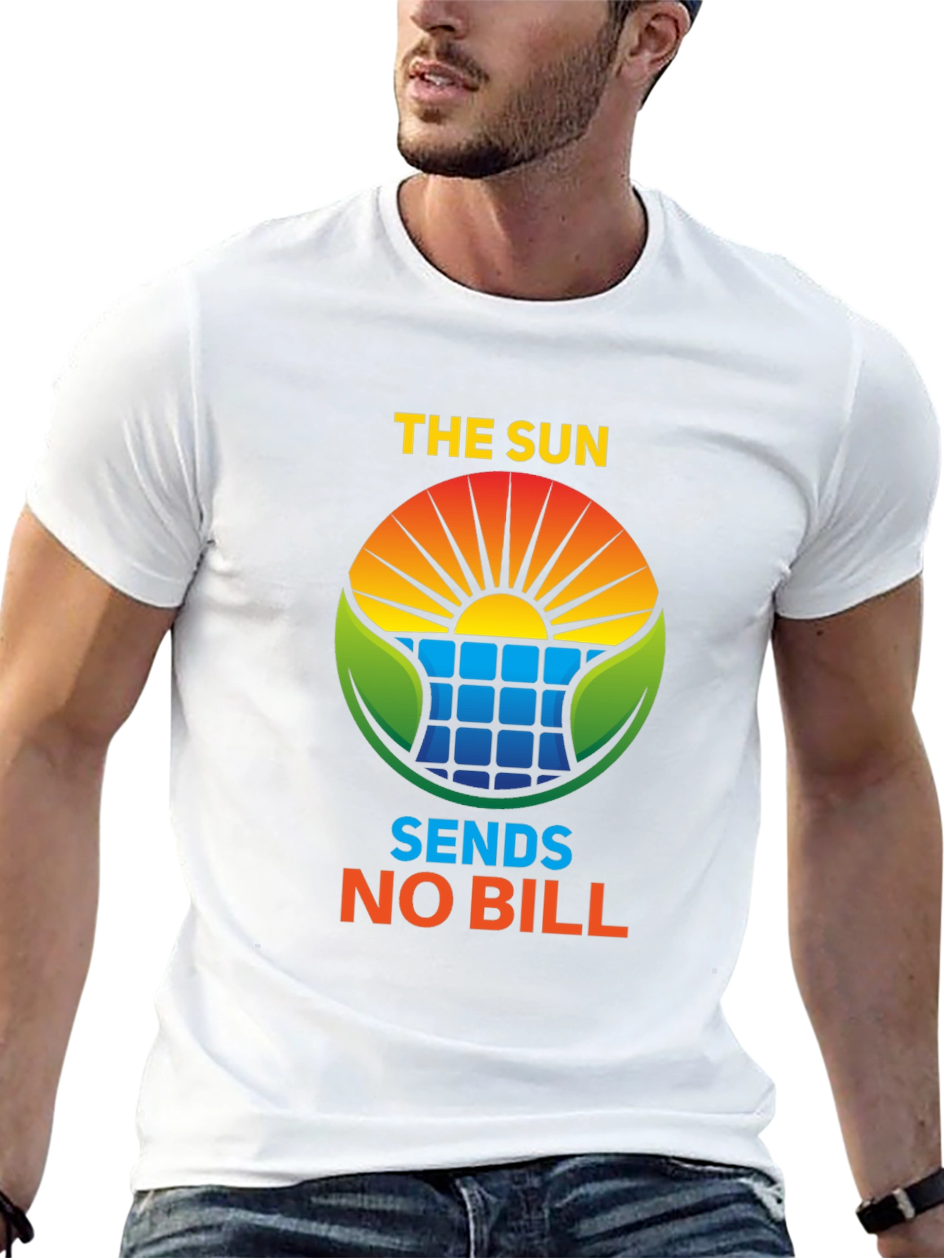 Black Eco-Friendly "The Sun Sends No Bill" Solar Energy T-Shirt view 13
