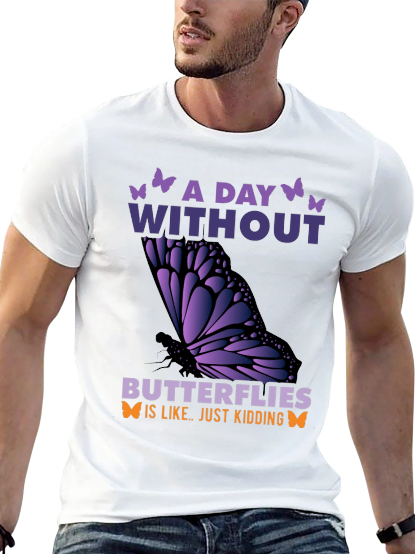 Black A Day Without Butterflies T-Shirt view 13