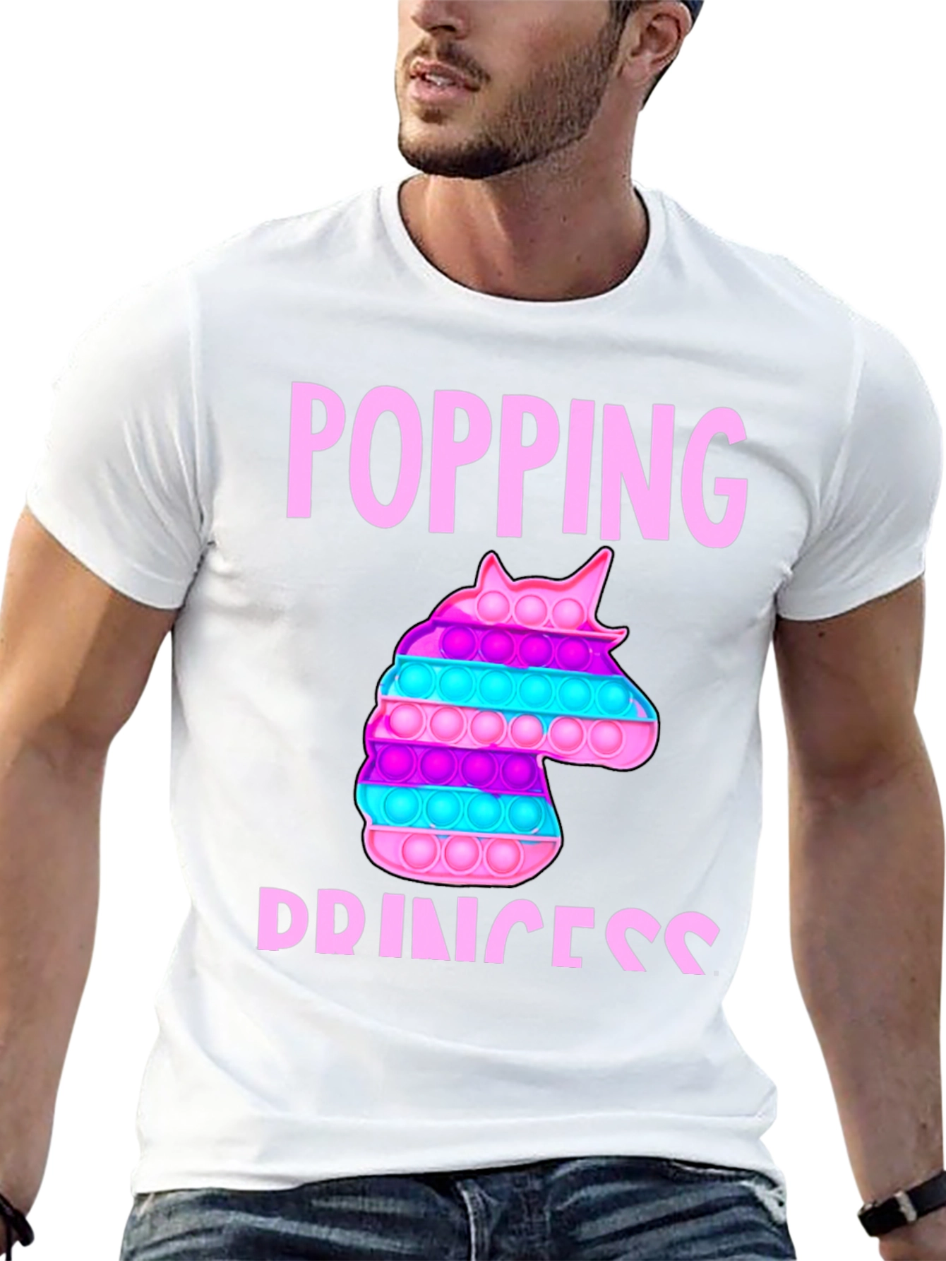 Black Popping Princess Unicorn Bubble Pop T-Shirt view 13