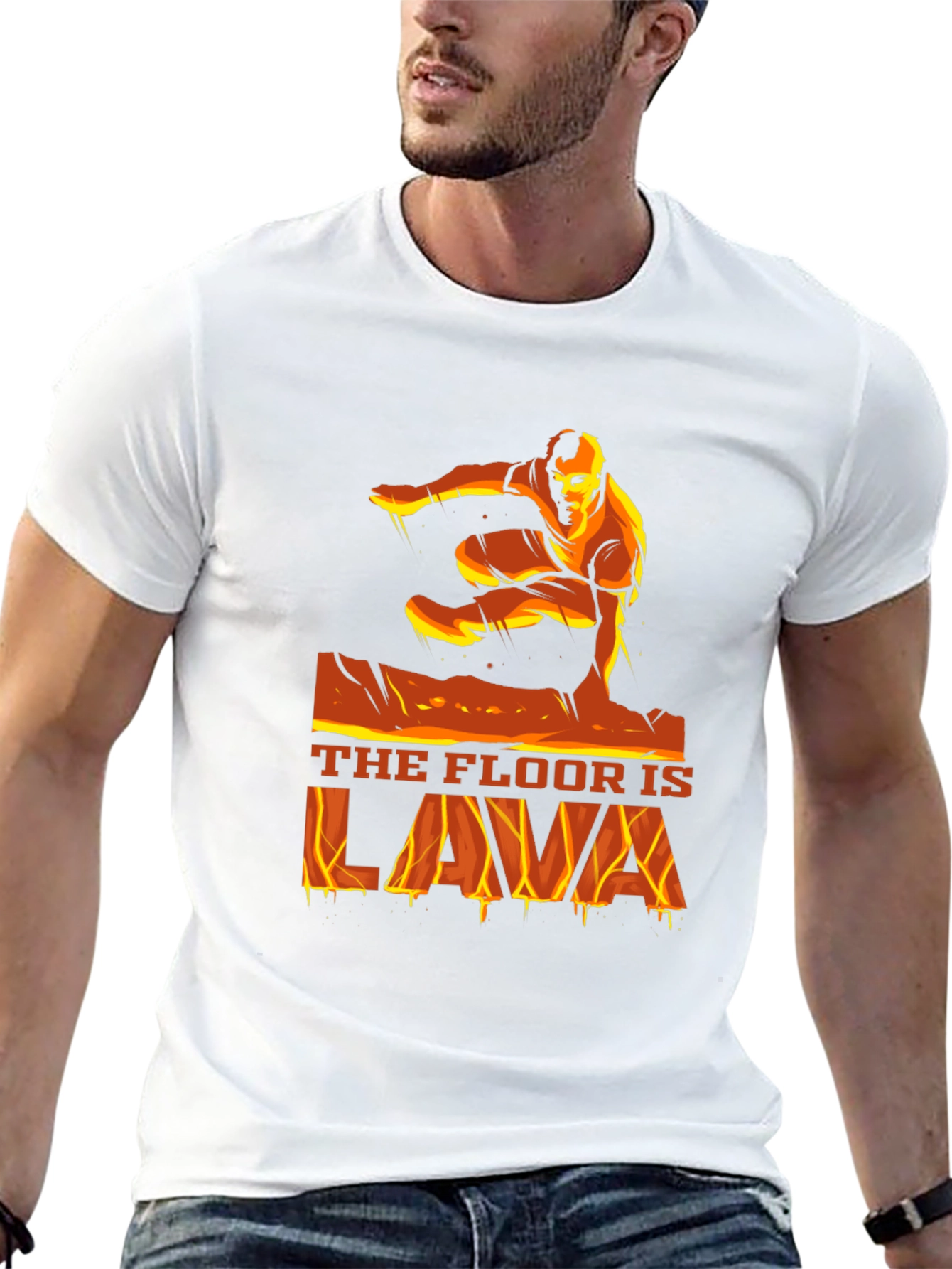 Black The Floor is Lava Graphic T-Shirt - Black view 13