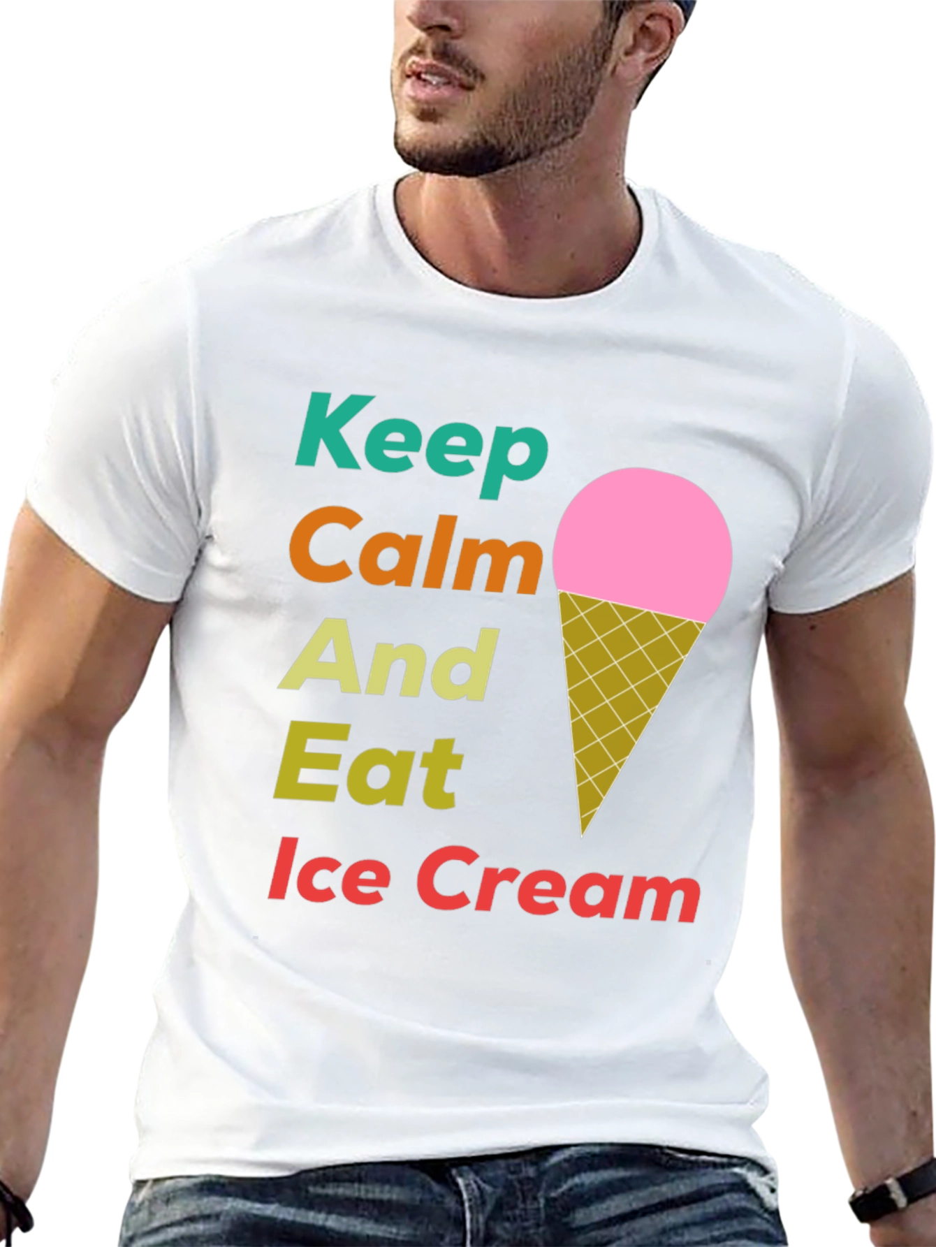 Black Keep Calm Eat Ice Cream T-Shirt view 13