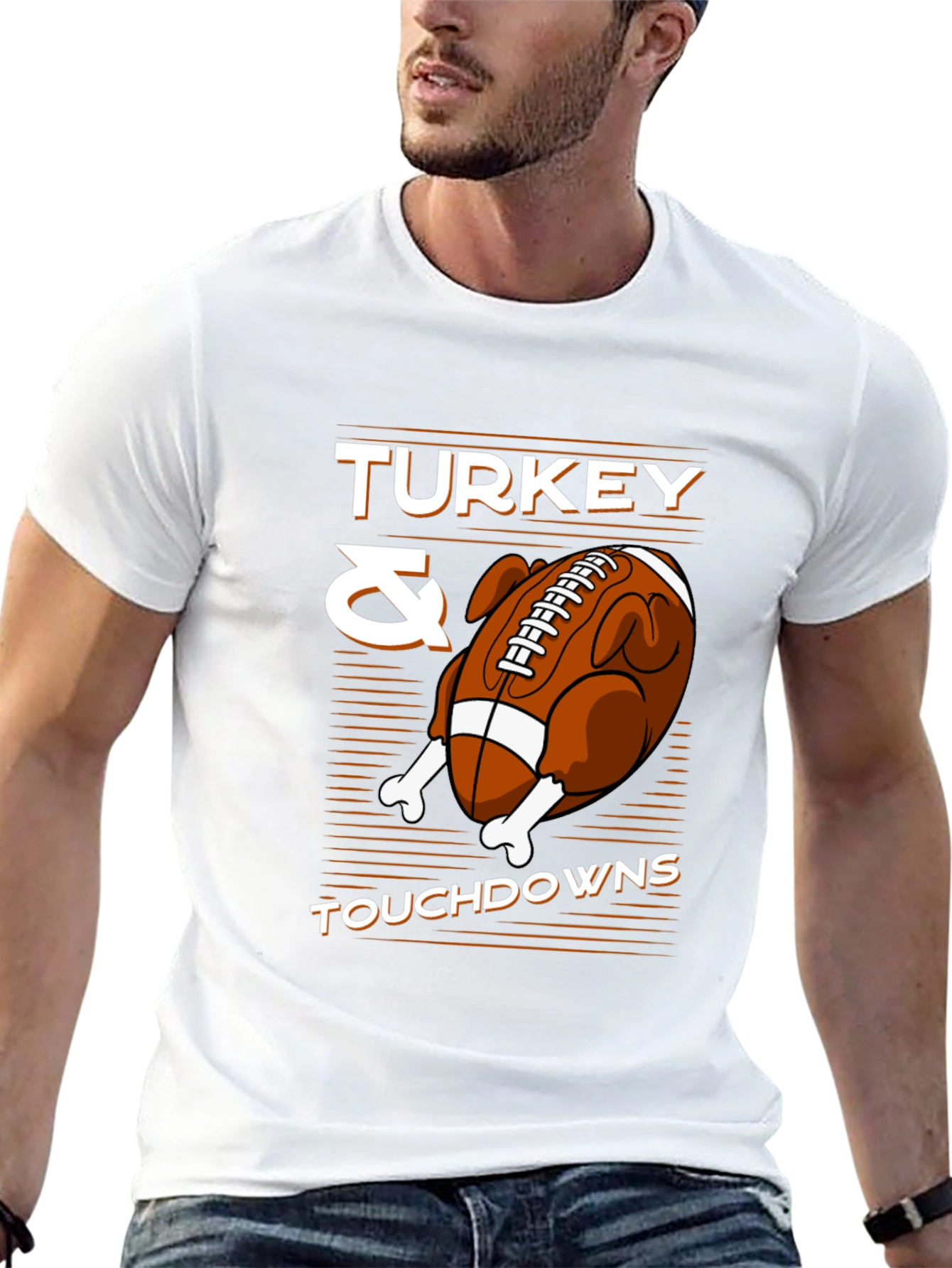 Black Turkey & Touchdowns Graphic T-Shirt view 13
