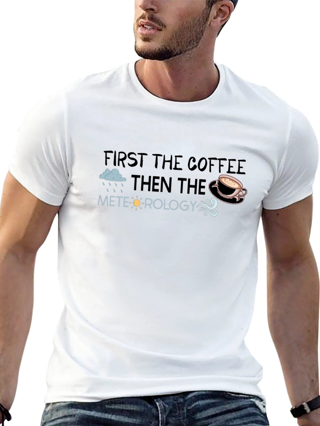 Black Coffee then Meteorology T-Shirt - Black view 13