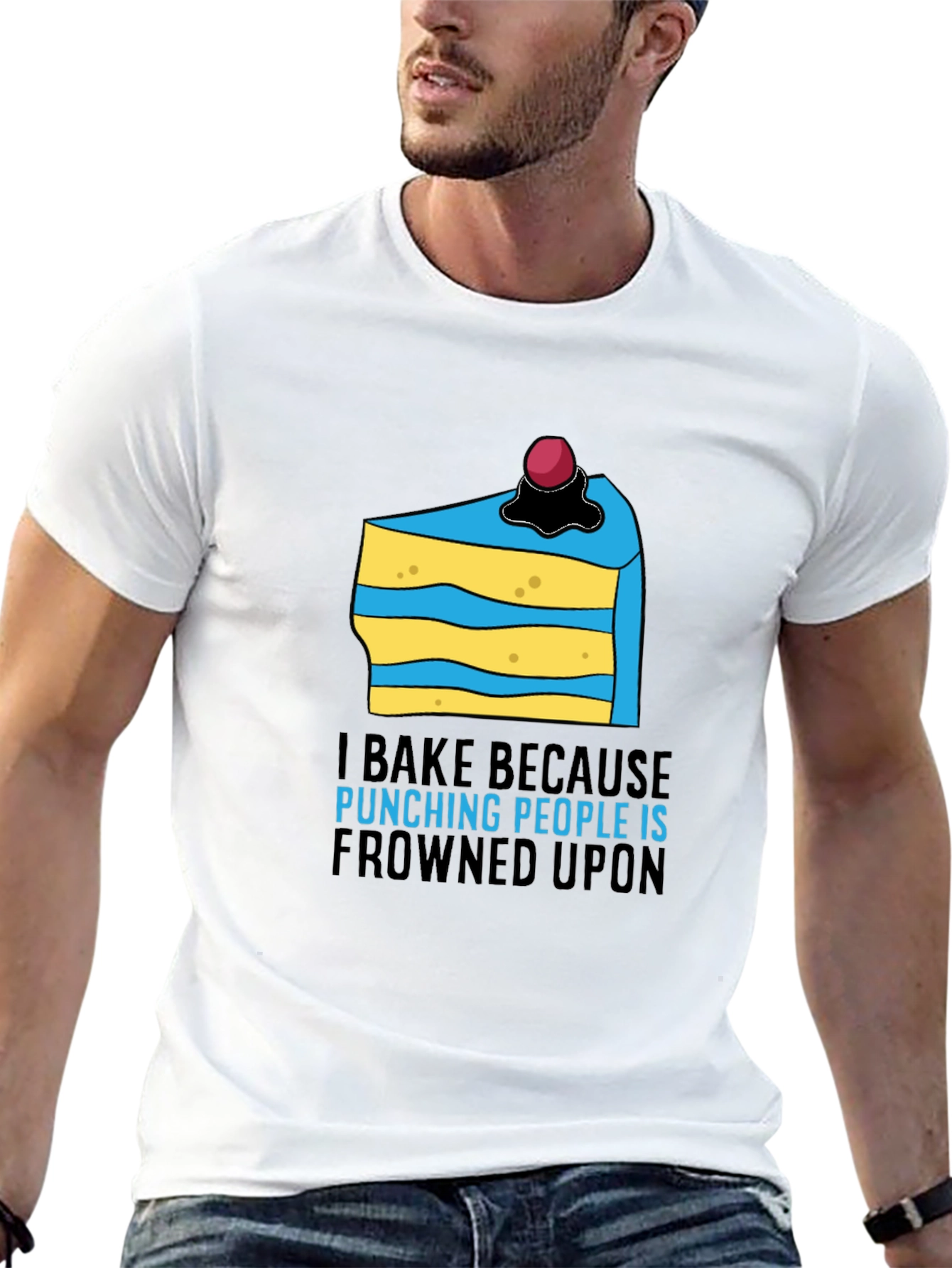 Black I Bake Because Punching People Is Frowned Upon T-Shirt view 13