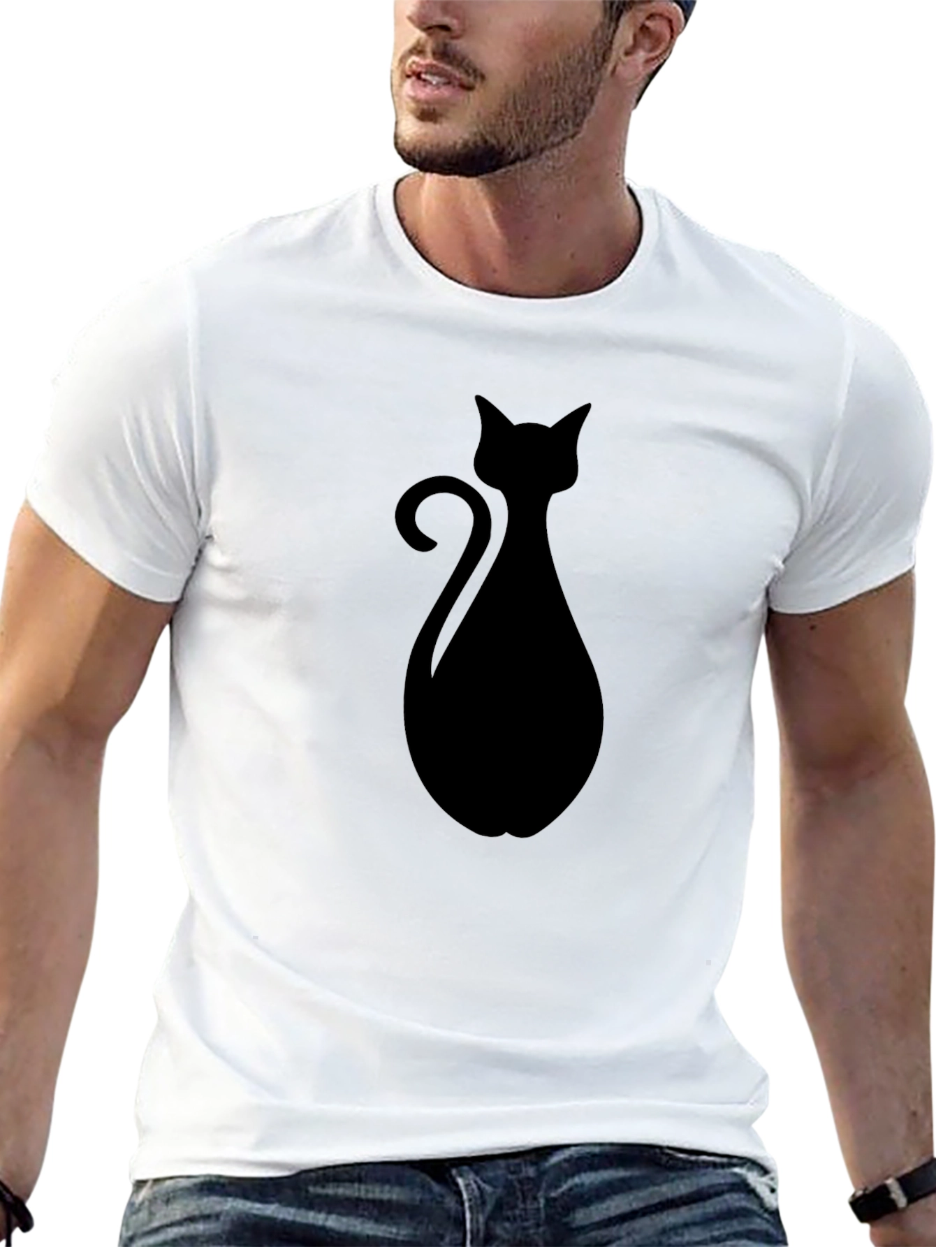 Black Black Cat Silhouette Graphic T-Shirt view 13