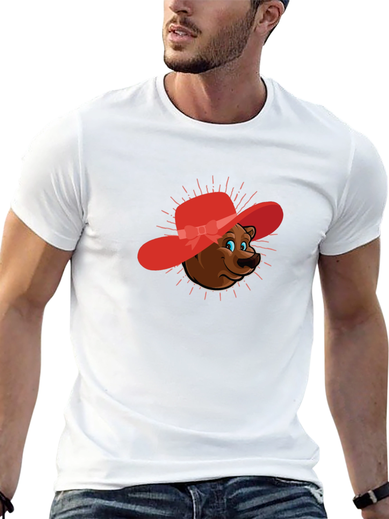 Bear in Red Hat Graphic Tee - Unisex - 13